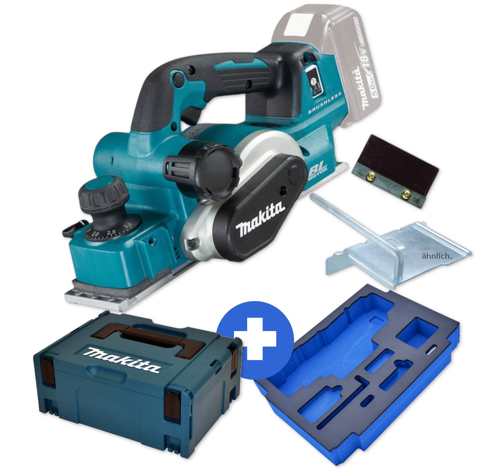 Makita Akku-Hobelmaschine Hobel 18V DKP181SZ + Schwäble Schaumstoffeinlage