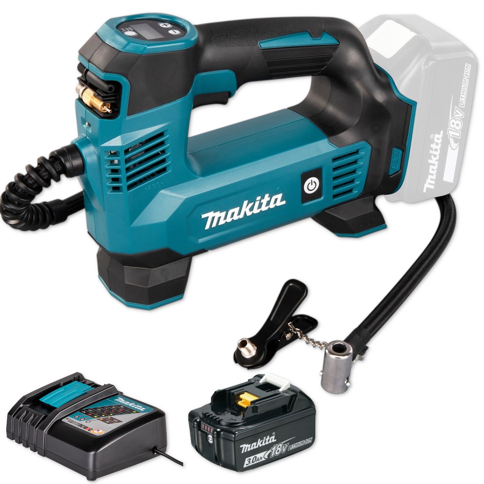 Makita Akku-Kompressor 18V DMP180RF1 KFZ 8,3bar + Akkupack + DC18RC