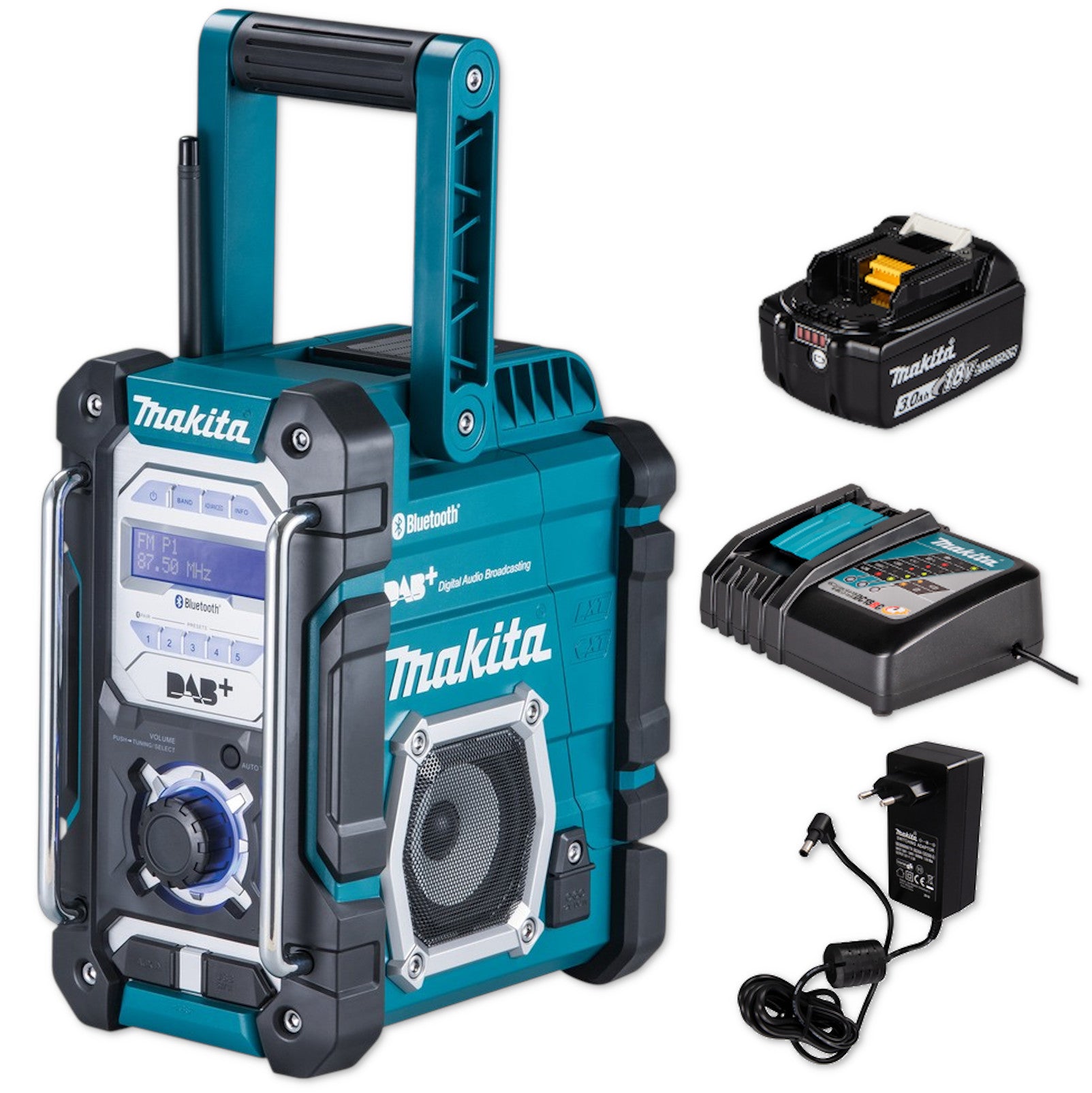 Makita Akku-Baustellenradio 18V DMR112RF1 DAB+ Akkupack + Schnellladegerät