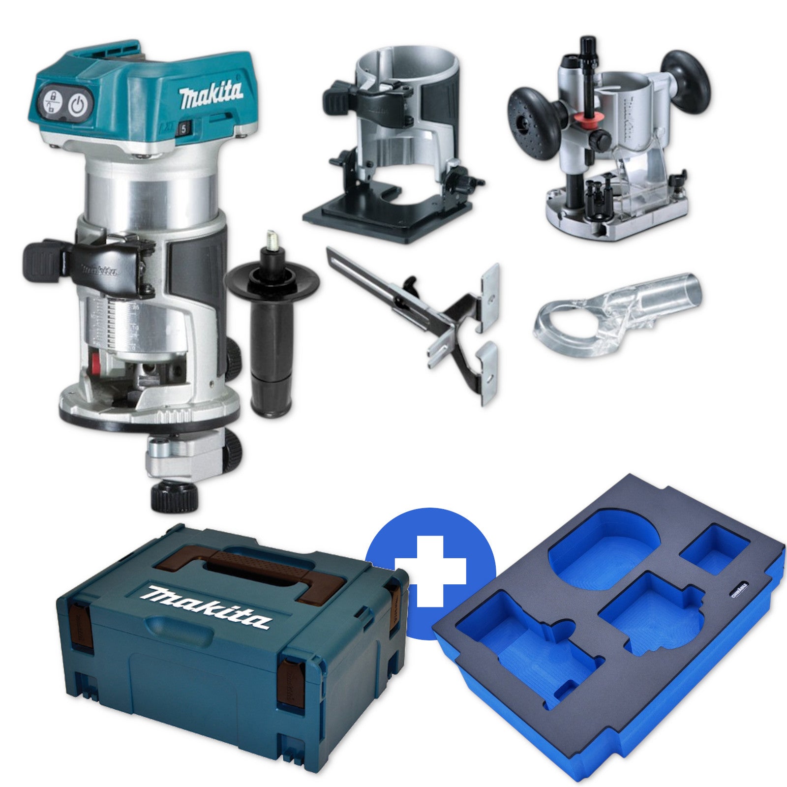 Makita Akku-Multifräse Oberfräse 18V DRT50SZJX2 + Schwäble Schaumstoffeinlage