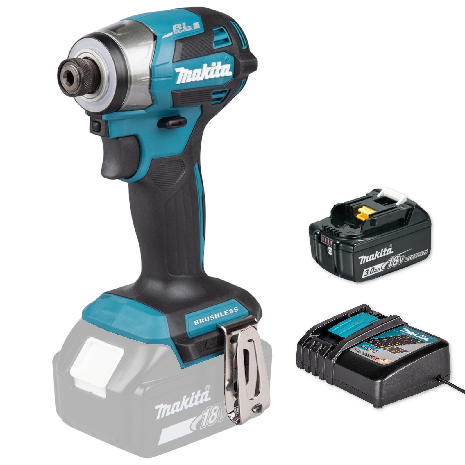 Makita Akku-Schlagschrauber 18V 180Nm DTD173RF1 + Akku + DC18RC