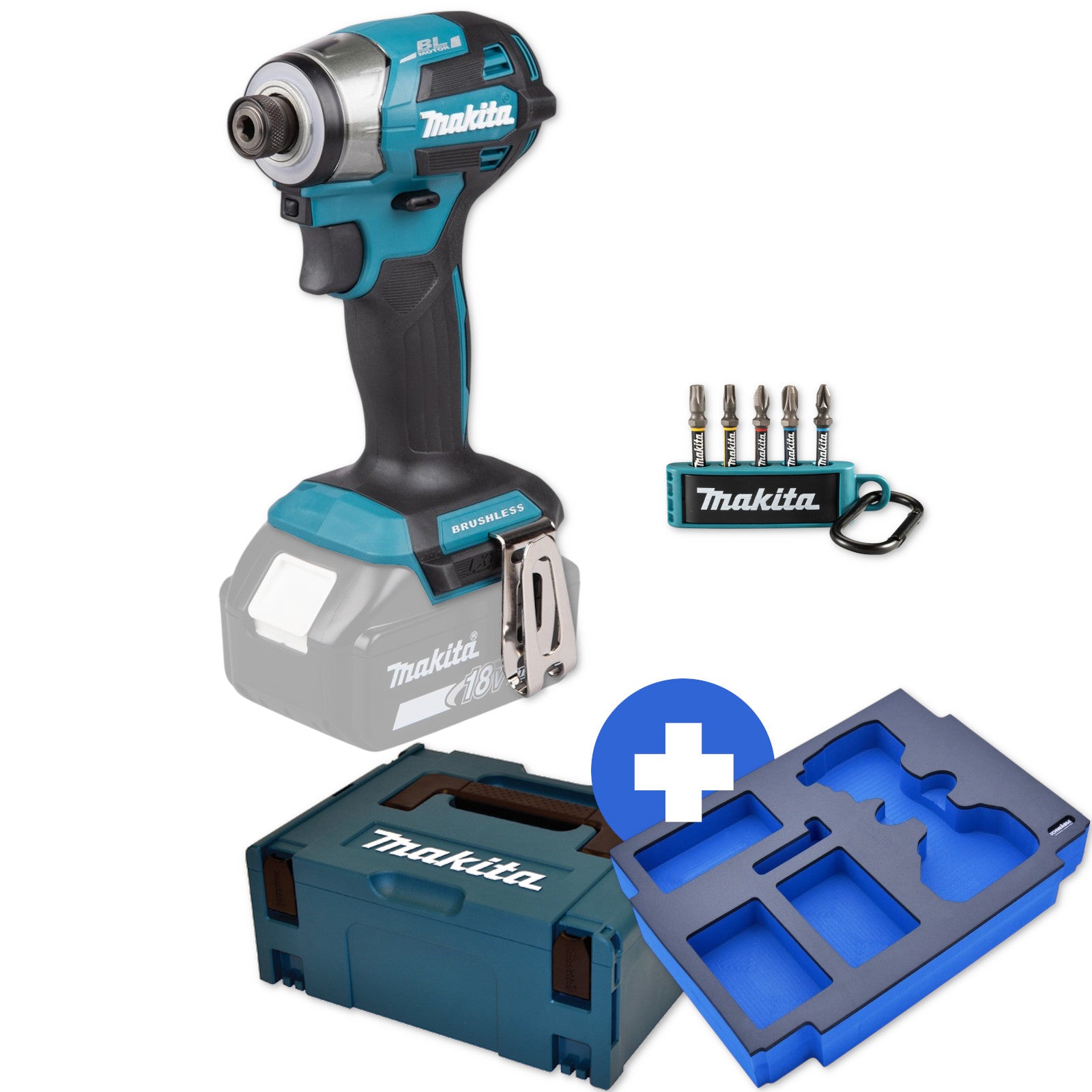 Makita Akku-Schlagschrauber 18V DTD173SZ + Schwäble Schaumstoffeinlage + Bit-Set