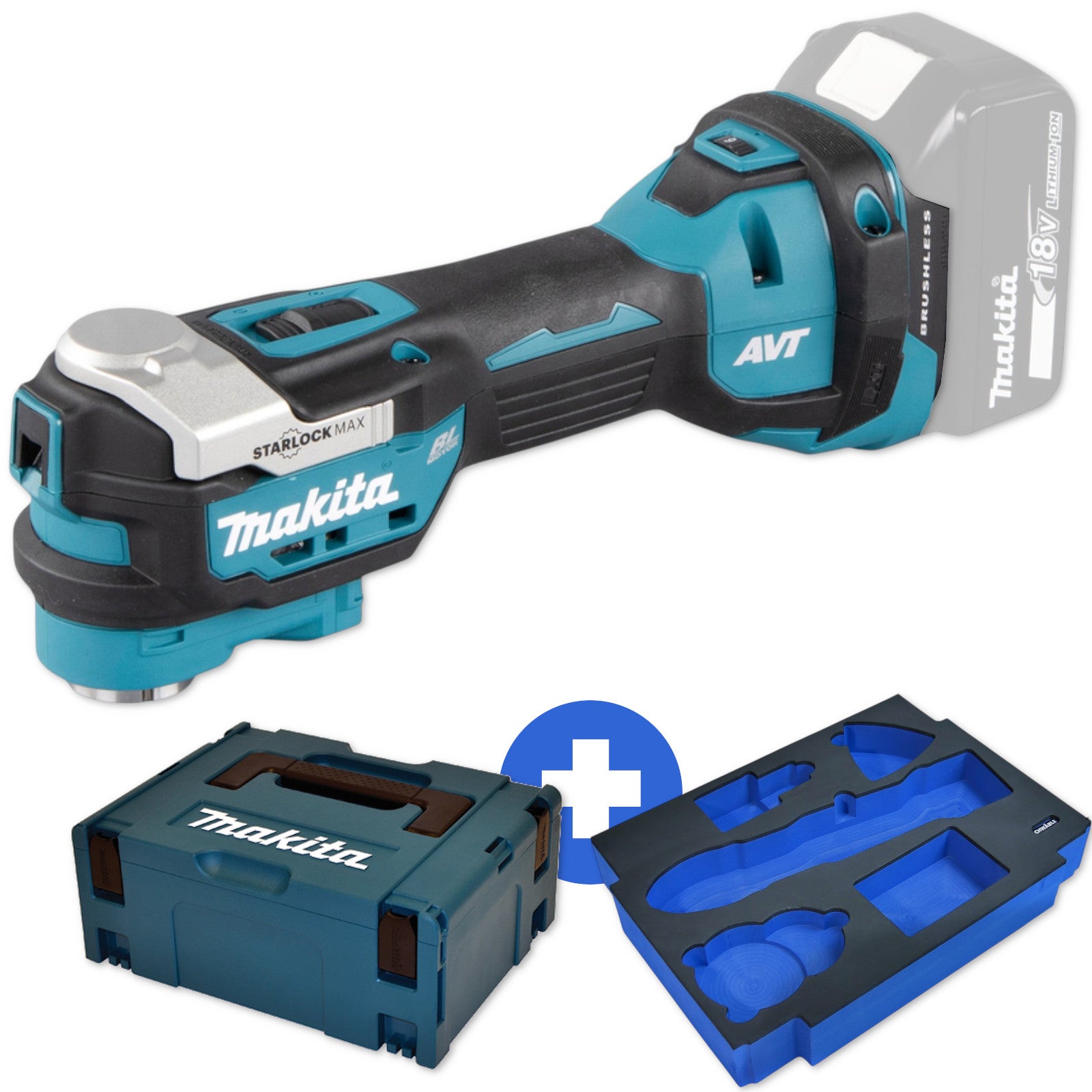 Makita Akku-Multifunktionswerkzeug 18V DTM52SZ + Schwäble Schaumstoffeinlage
