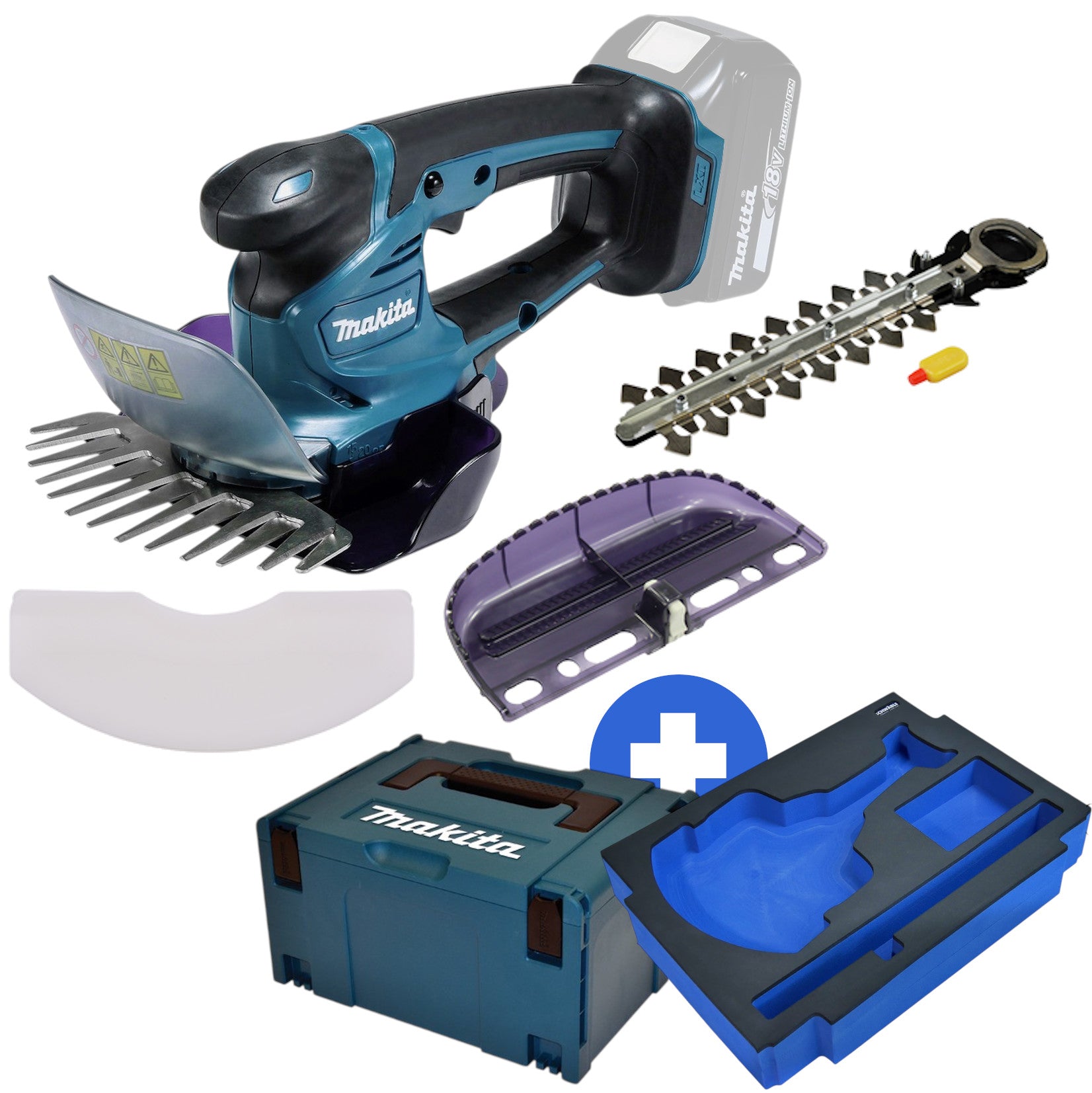 Makita Akku-Grasschere 18V DUM604SZ + Schwäble Schaumstoffeinlage + MAKPAC