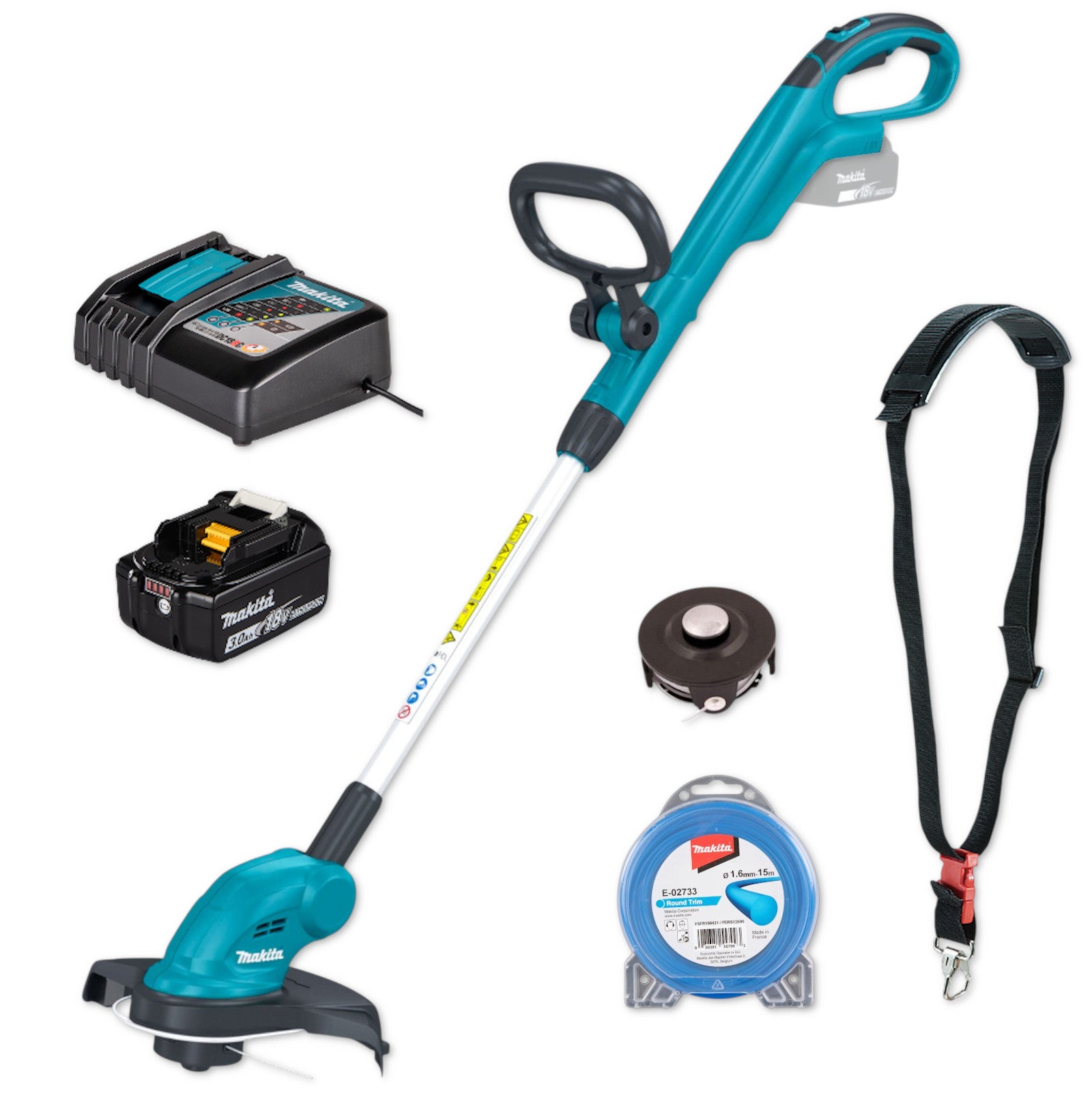Makita Akku-Rasentrimmer Trimmer 18V DUR181RF1 + Akkupack + Schnellladegerät