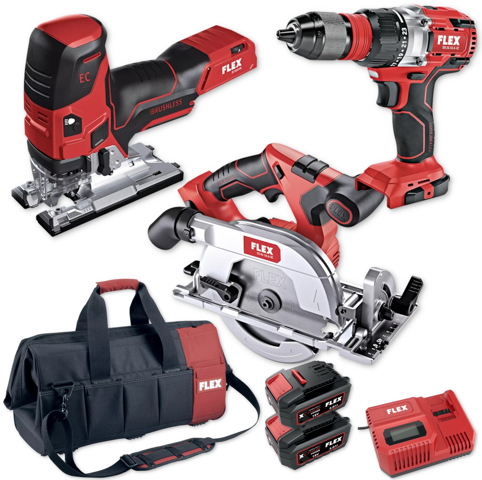 FLEX Akku-Combo Set XL1 18V Akku-Handkreissäge Stichsäge Bohrschrauber
