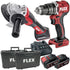 FLEX Akku-Winkelschleifer 18V 125mm + Schlagbohrschauber 65Nm + 2x 5Ah Akkus