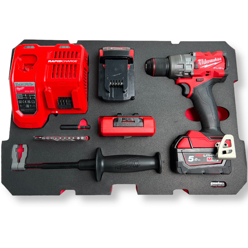 Milwaukee Akku-Schlagbohrschrauber 18V FPD3-502X im Packout Koffer + Bit-Set