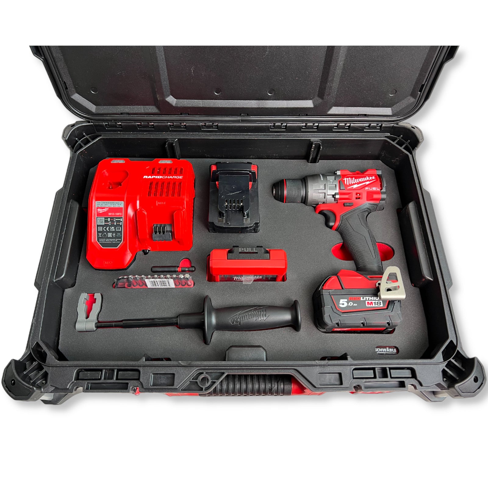Milwaukee Akku-Schlagbohrschrauber 18V FPD3-502X im Packout Koffer + Bit-Set