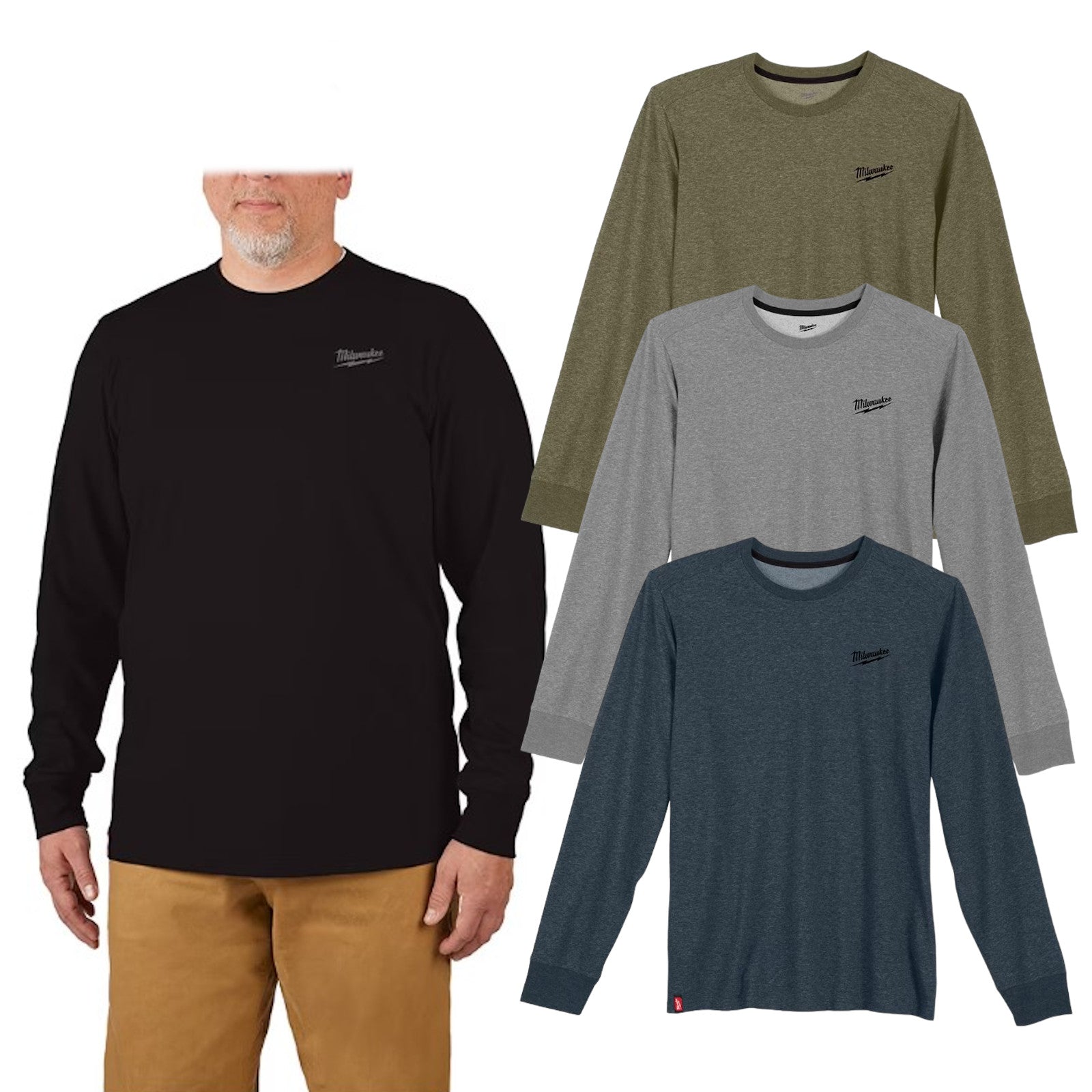Milwaukee Hybrid T-Shirt langarm Arbeitskleidung blau, grau, grün, schwarz