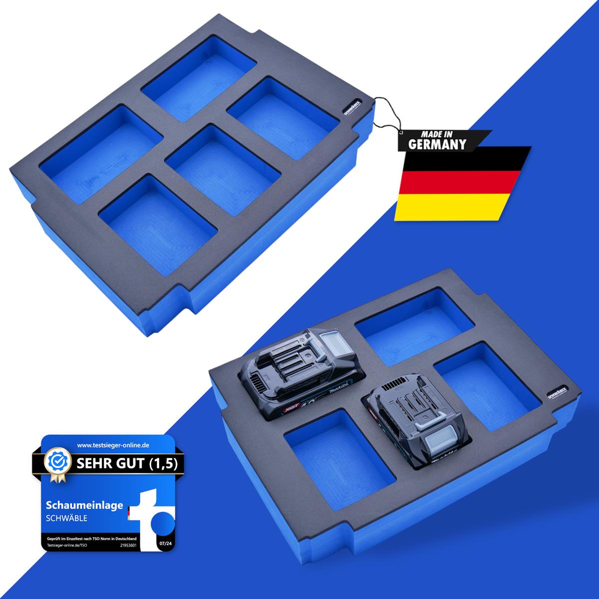 SCHWÄBLE® Foam Insert for Makita Batteries Battery Pack 40V 2-4Ah