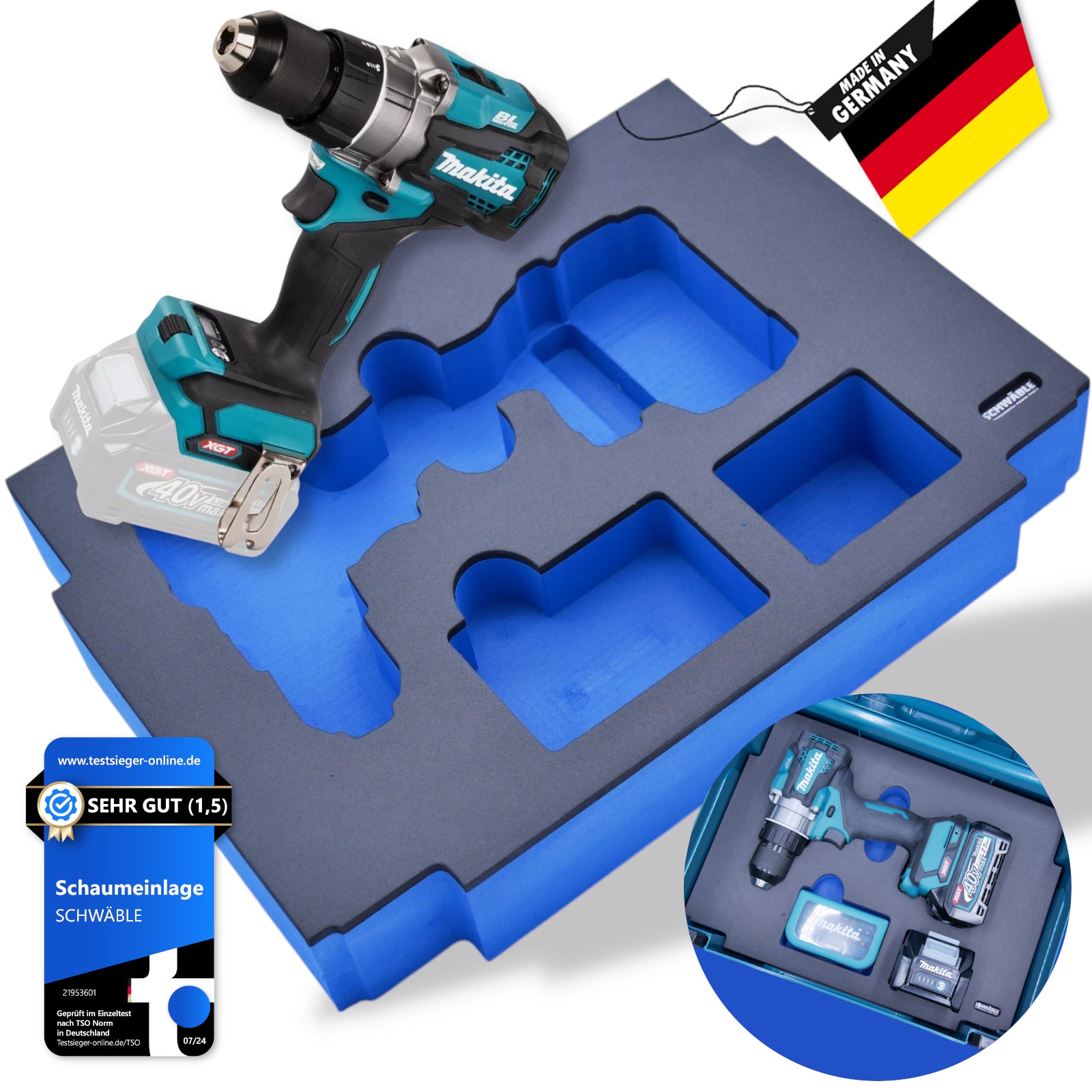 SCHWÄBLE® Schaumeinlage Schaumstoffeinlage für Makita Akku-Bohrschrauber DF001
