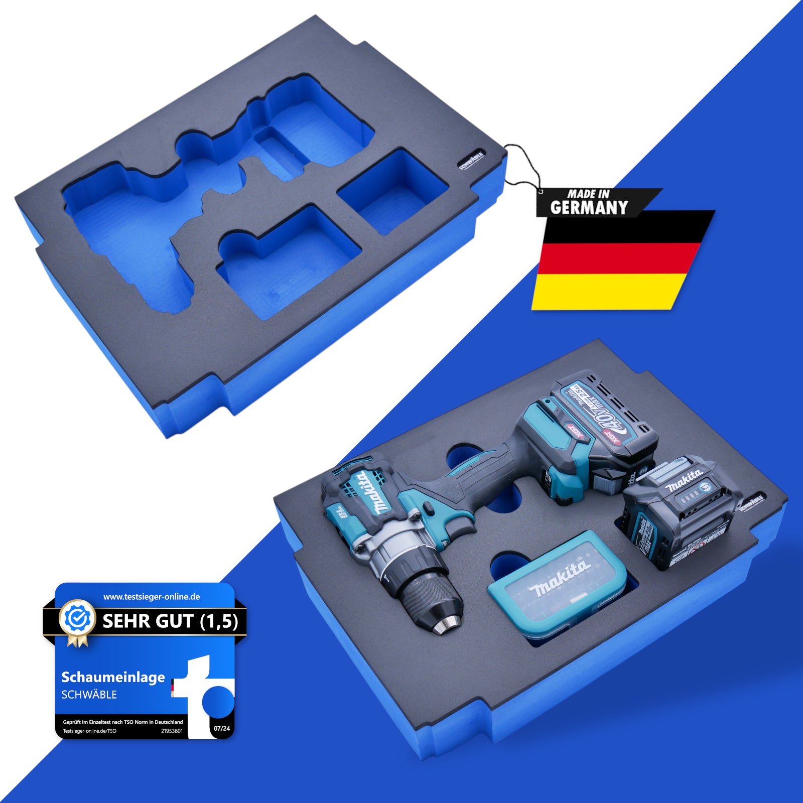 SCHWÄBLE® Schaumeinlage Schaumstoffeinlage für Makita Akku-Bohrschrauber DF001