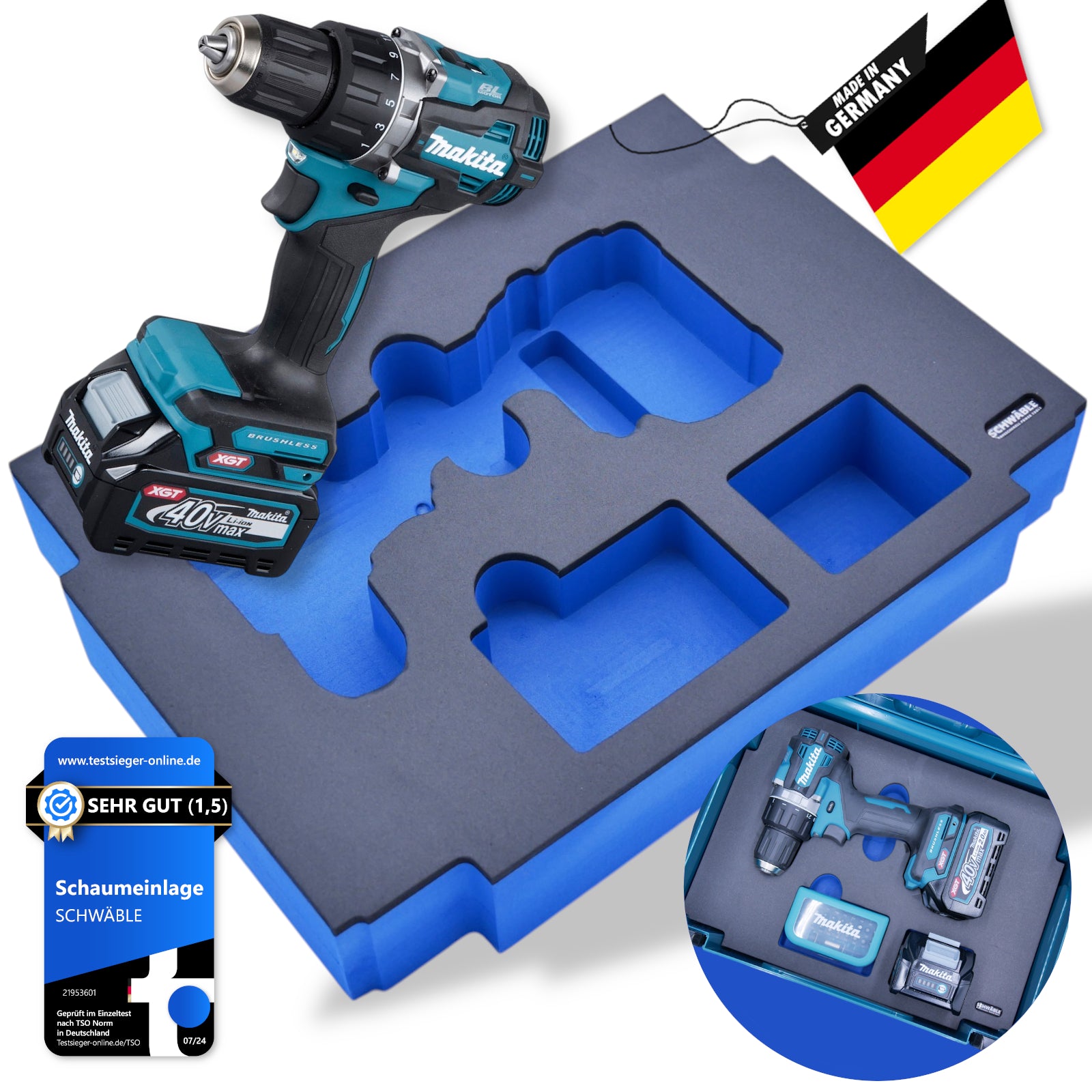 SCHWÄBLE® Schaumeinlage Schaumstoffeinlage für Makita Akku-Bohrschrauber DF002