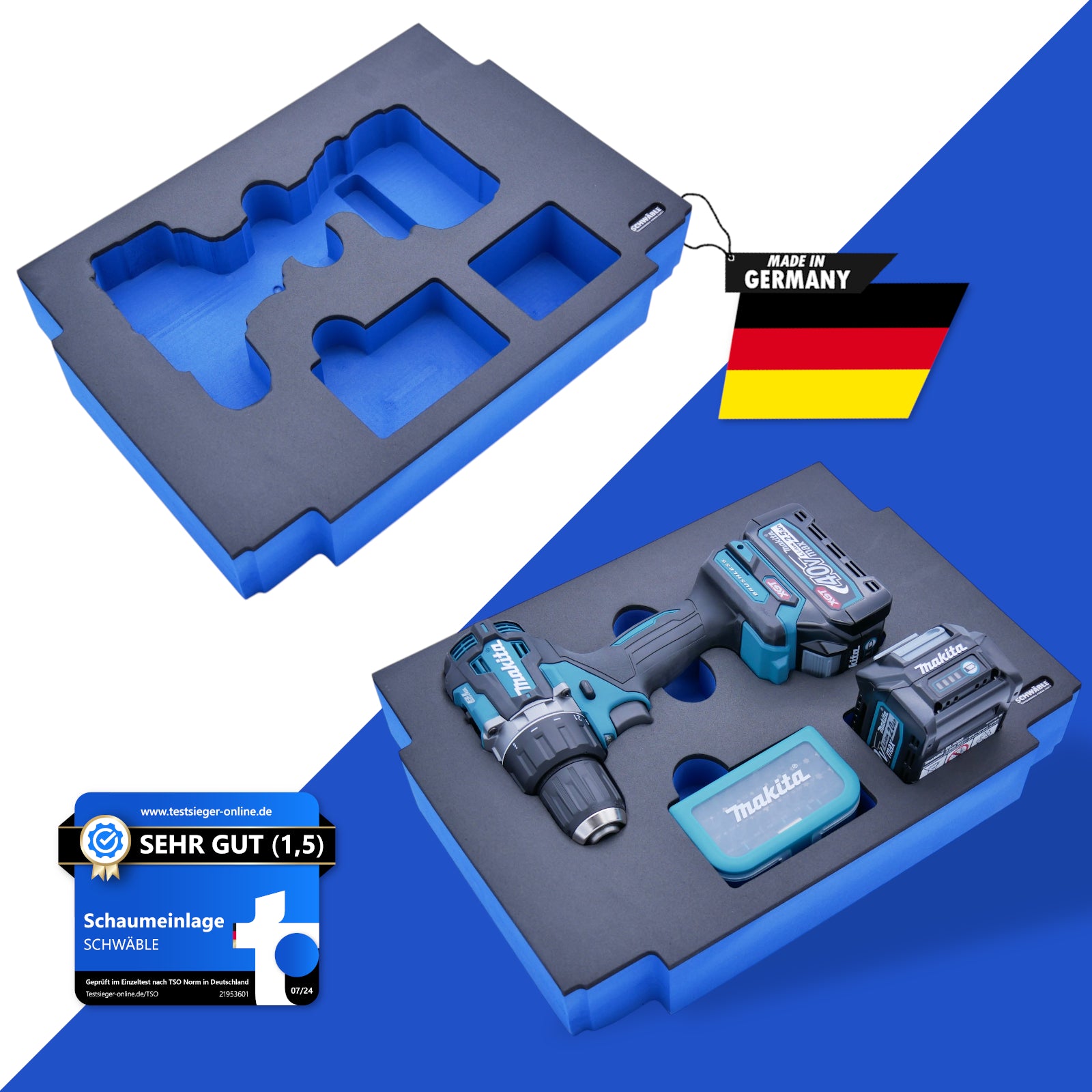 SCHWÄBLE® Schaumeinlage Schaumstoffeinlage für Makita Akku-Bohrschrauber DF002