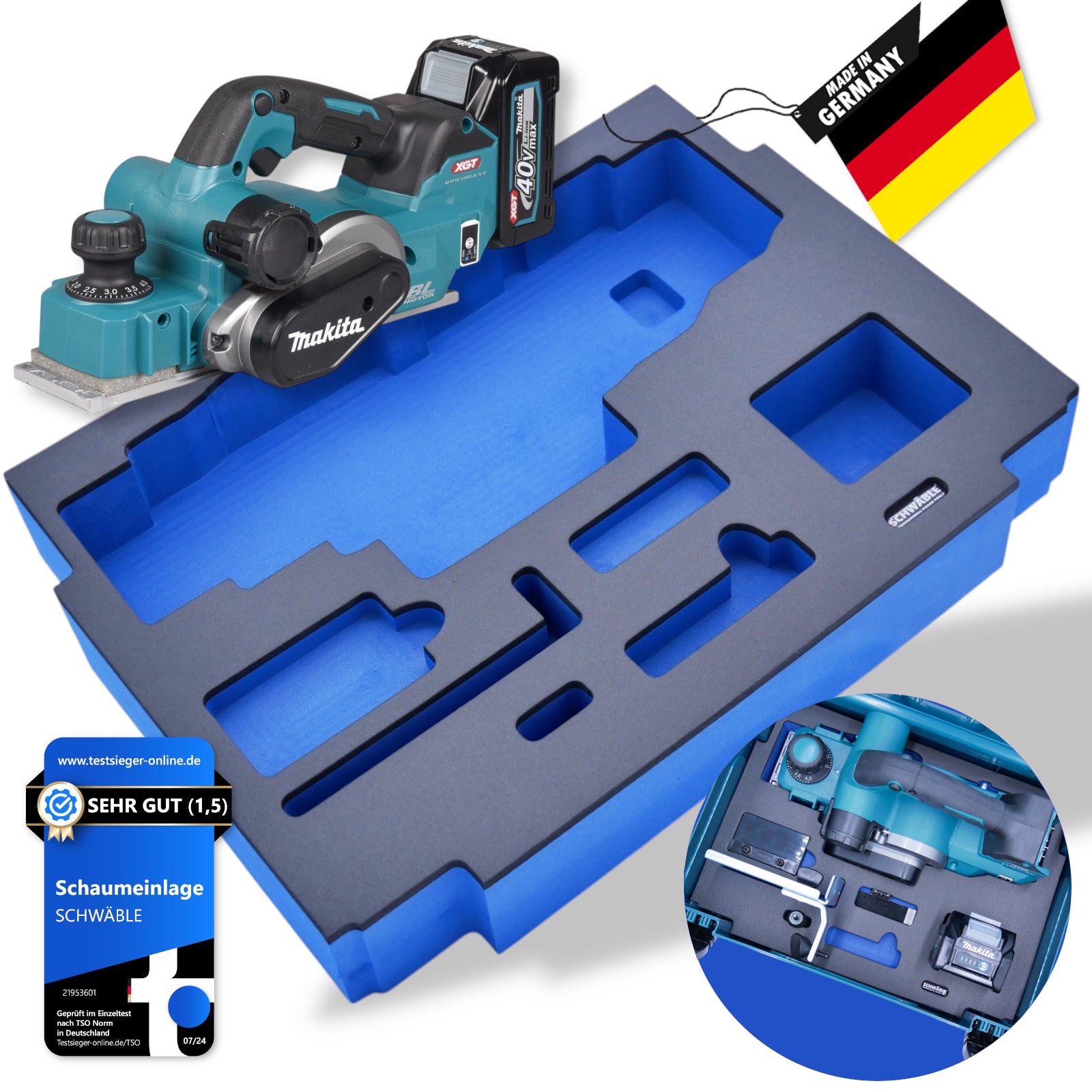 SCHWÄBLE Schaumeinlage Schaumstoffeinlage für Makita Akku-Hobelmaschine KP001