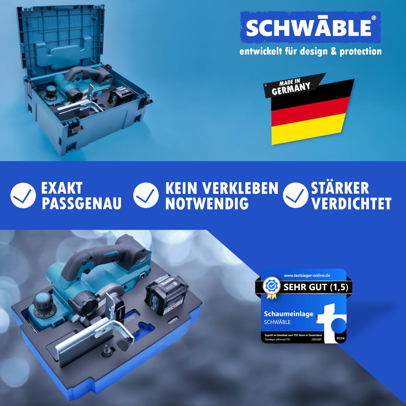 SCHWÄBLE Schaumeinlage Schaumstoffeinlage für Makita Akku-Hobelmaschine KP001