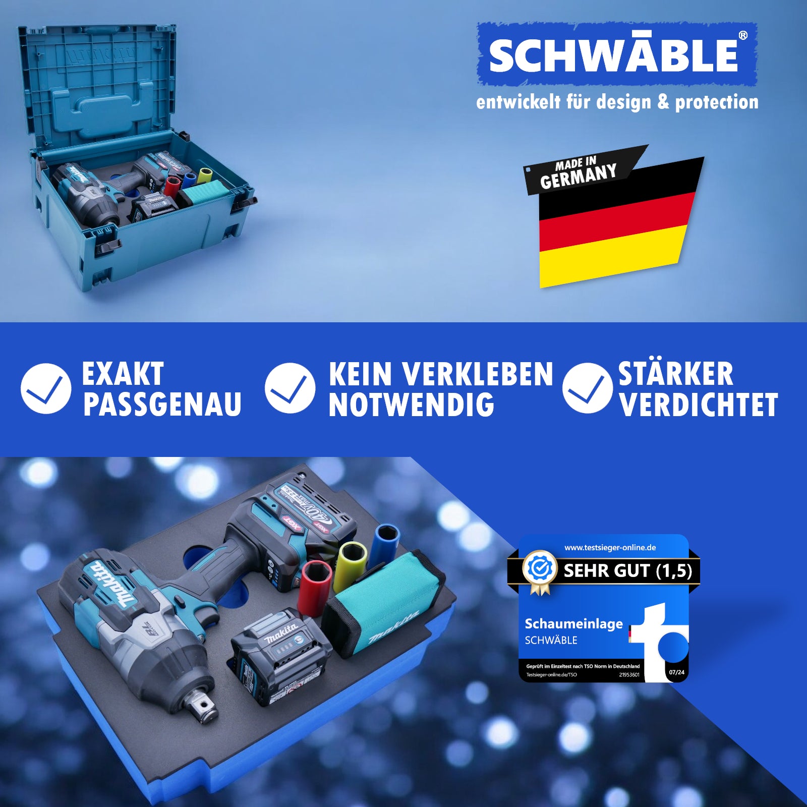 SCHWÄBLE Schaumeinlage Schaumstoffeinlage für Makita Akku-Schlagschrauber TW001