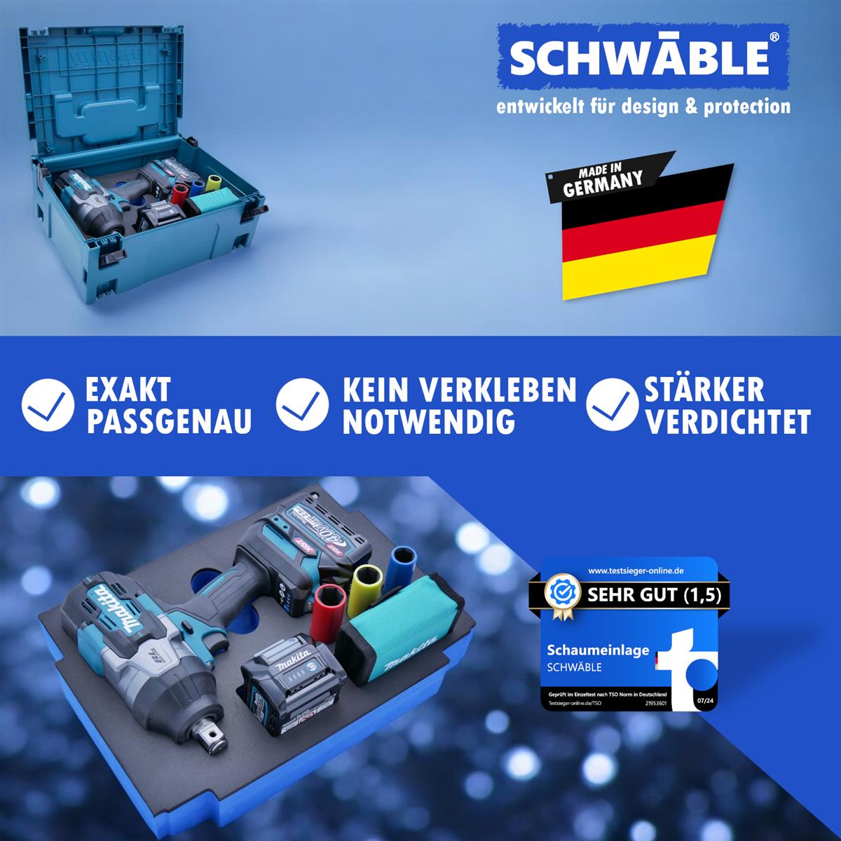 SCHWÄBLE Schaumeinlage Schaumstoffeinlage für Makita Akku-Schlagschrauber TW001