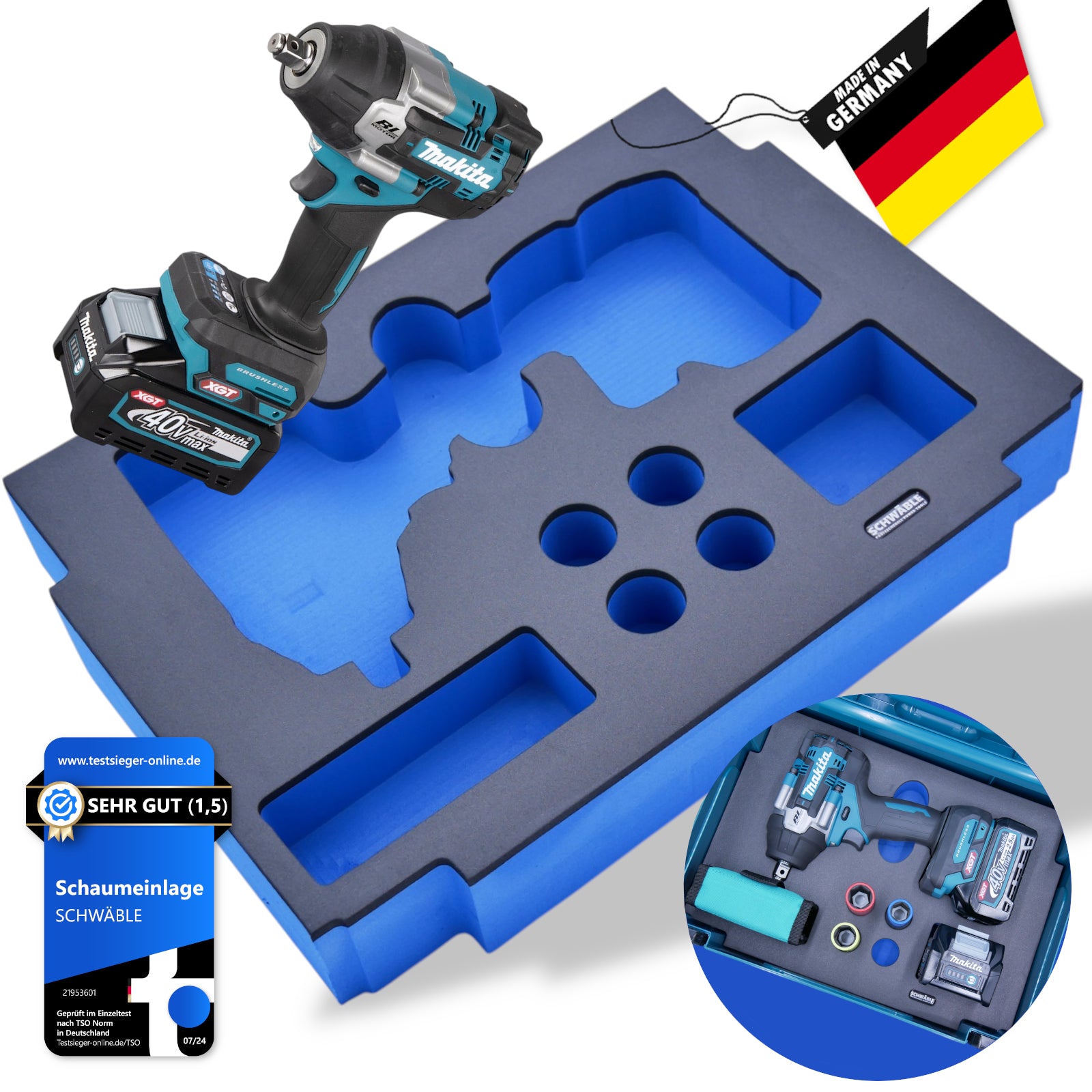 SCHWÄBLE Schaumeinlage Schaumstoffeinlage für Makita Schlagschrauber TW007