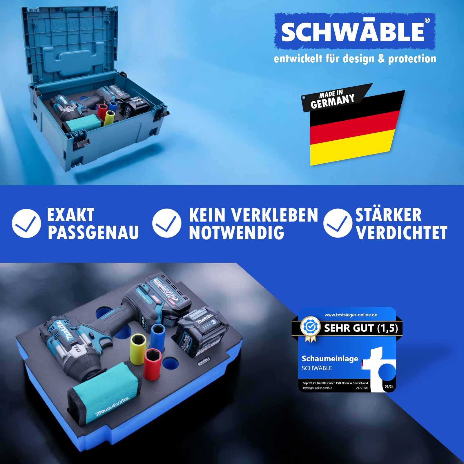 SCHWÄBLE Schaumeinlage Schaumstoffeinlage für Makita Schlagschrauber TW007