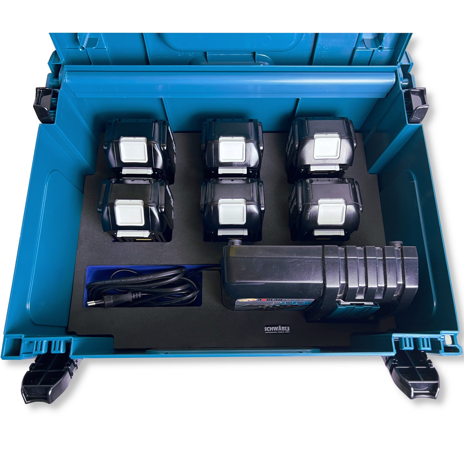 SCHWÄBLE® Schaumeinlage Schaumstoffeinlage für Makita Li-Ion 6x Akku 3-5Ah Lader