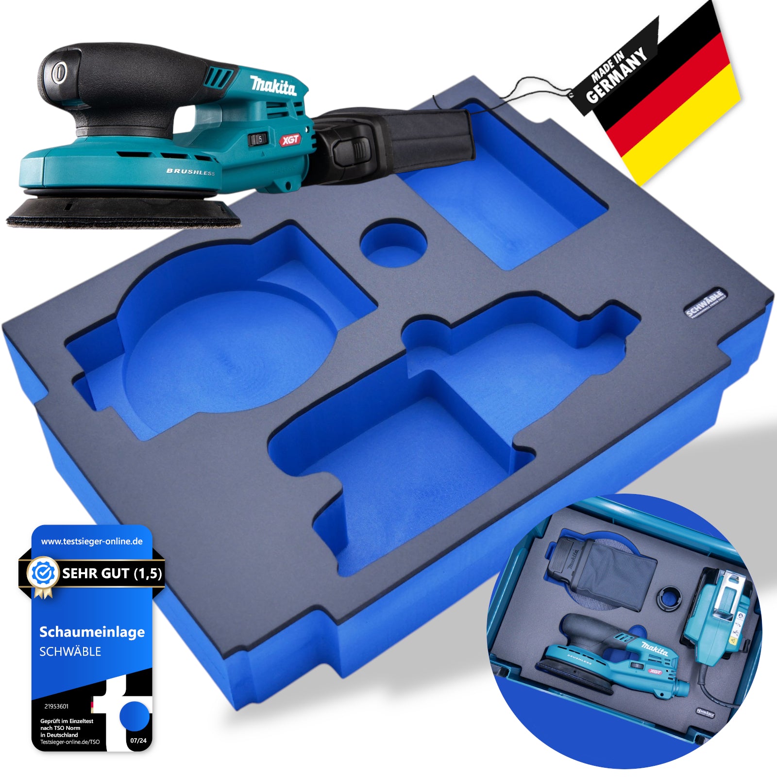 SCHWÄBLE Schaumeinlage Schaumstoffeinlage f. Makita Akku-Exzenterschleifer BO001