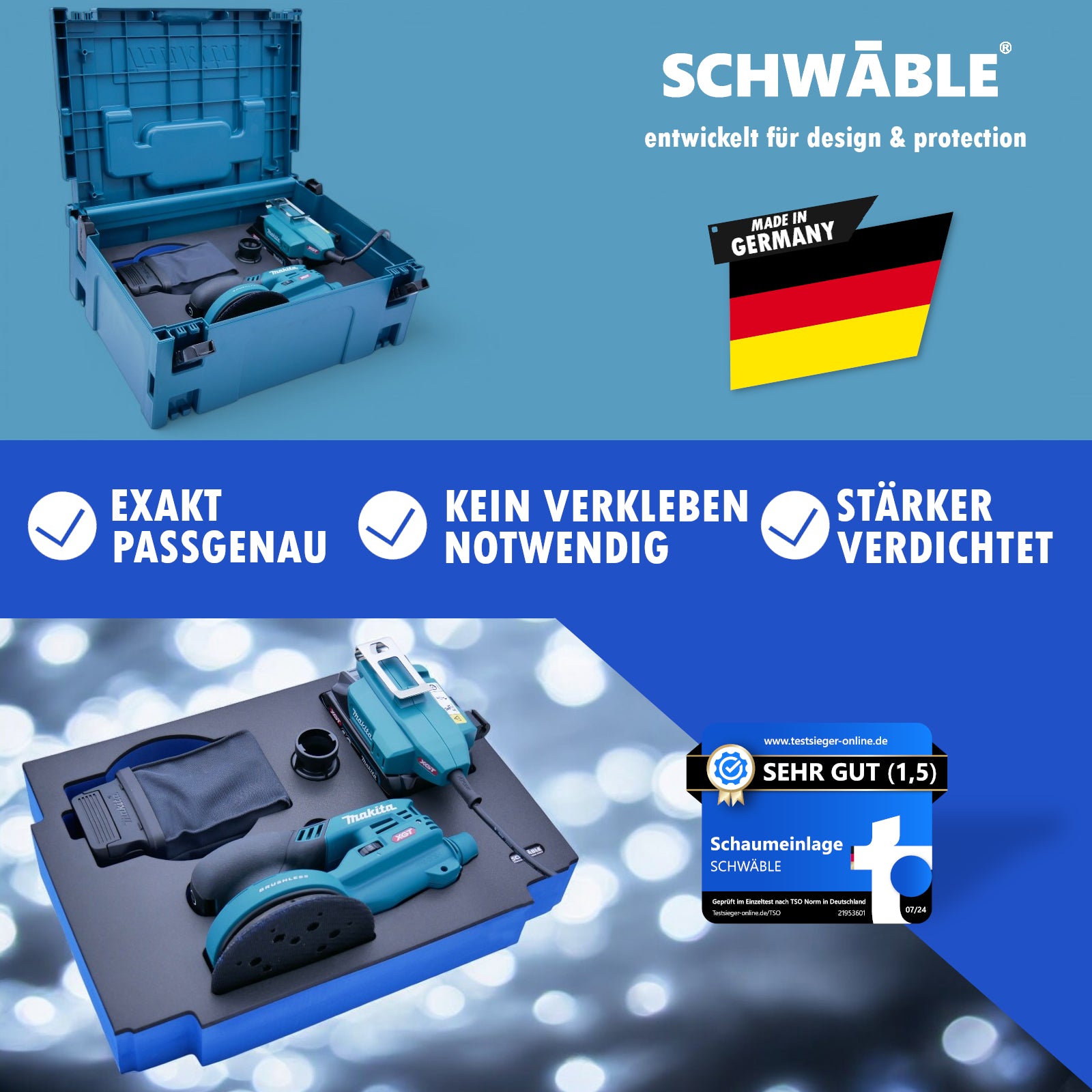 SCHWÄBLE Schaumeinlage Schaumstoffeinlage f. Makita Akku-Exzenterschleifer BO001