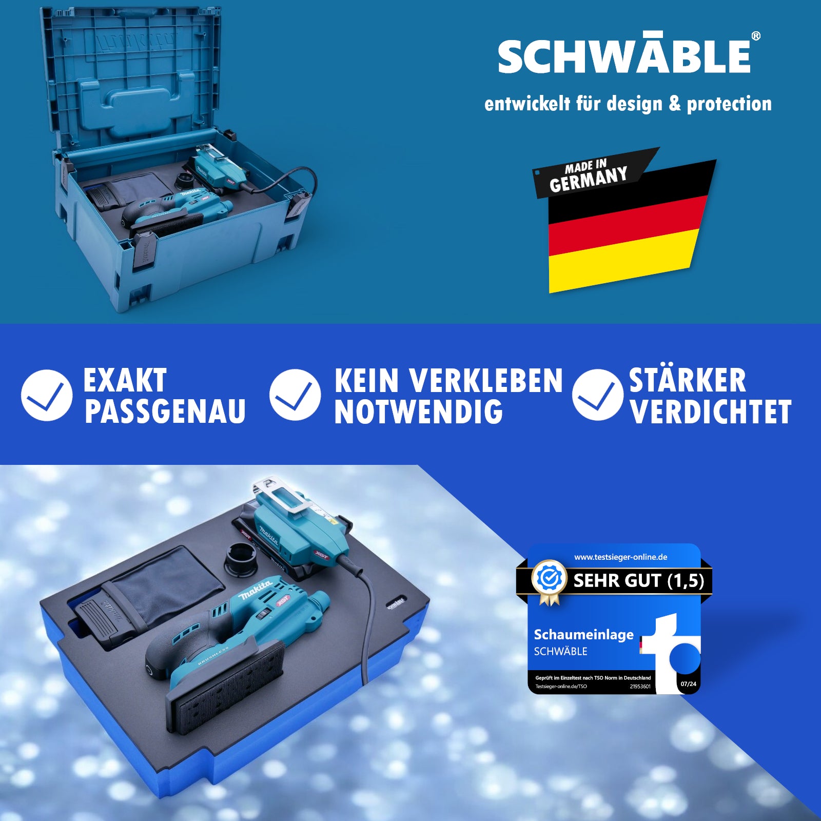 SCHWÄBLE Schaumeinlage Schaumstoffeinlage f. Makita Akku-Schwingschleifer BO005