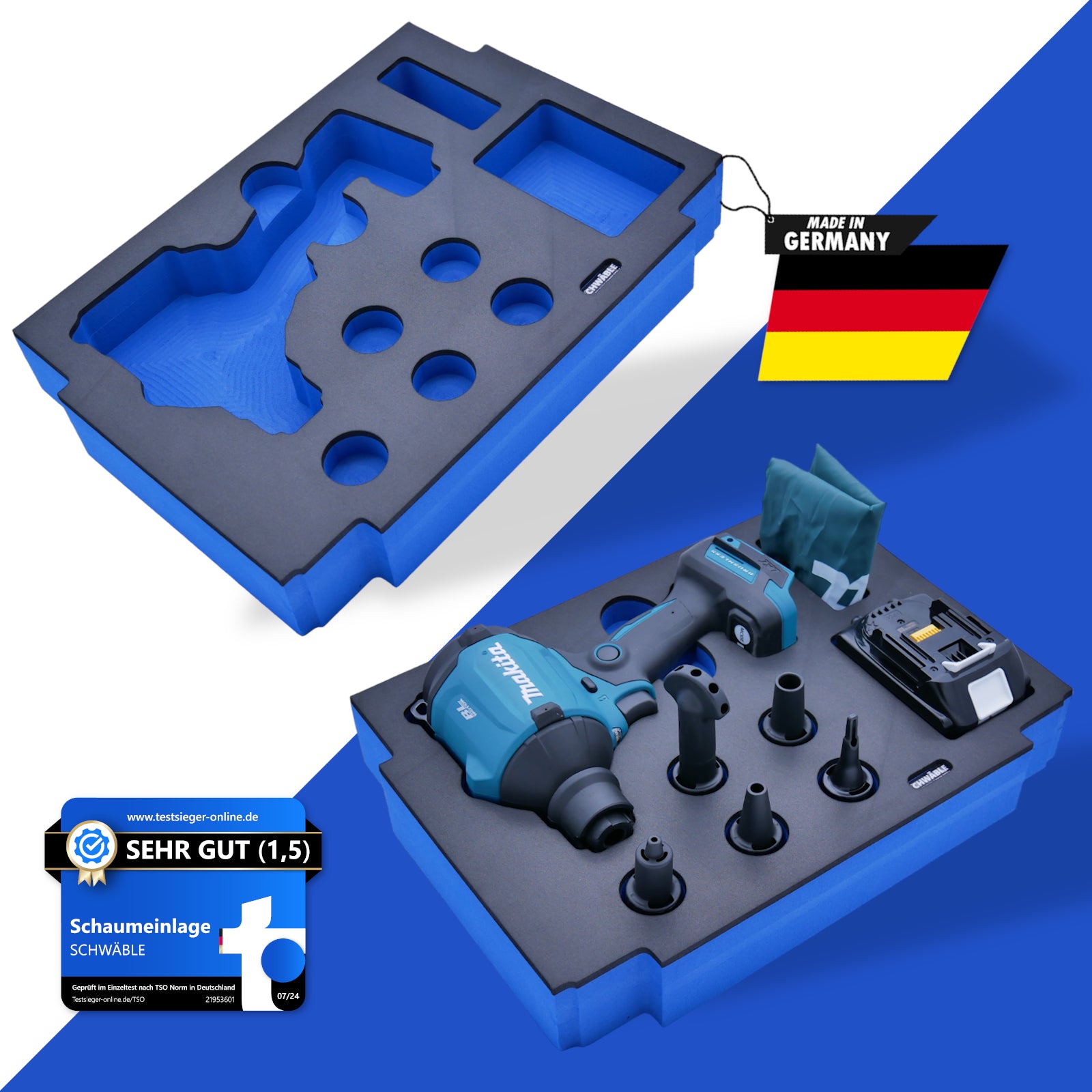 SCHWÄBLE® Schaumeinlage Schaumstoffeinlage für Makita Akku-Ausbläser DAS180