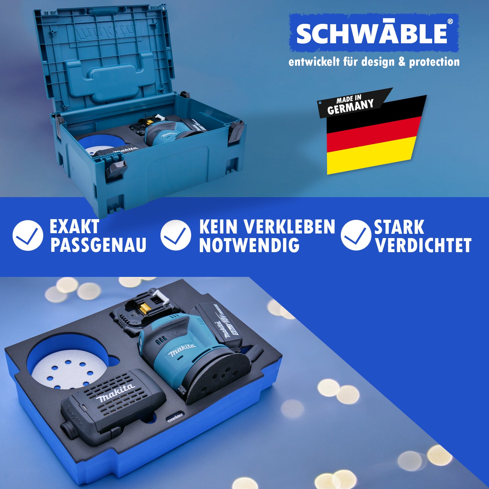 SCHWÄBLE Schaumeinlage Schaumstoffeinlage für Makita Akku-Exzentschleifer DBO180