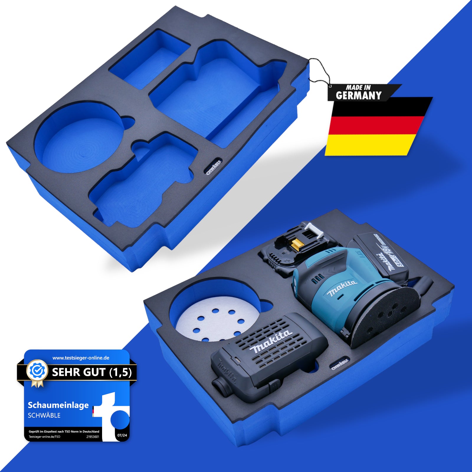 SCHWÄBLE Schaumeinlage Schaumstoffeinlage für Makita Akku-Exzentschleifer DBO180