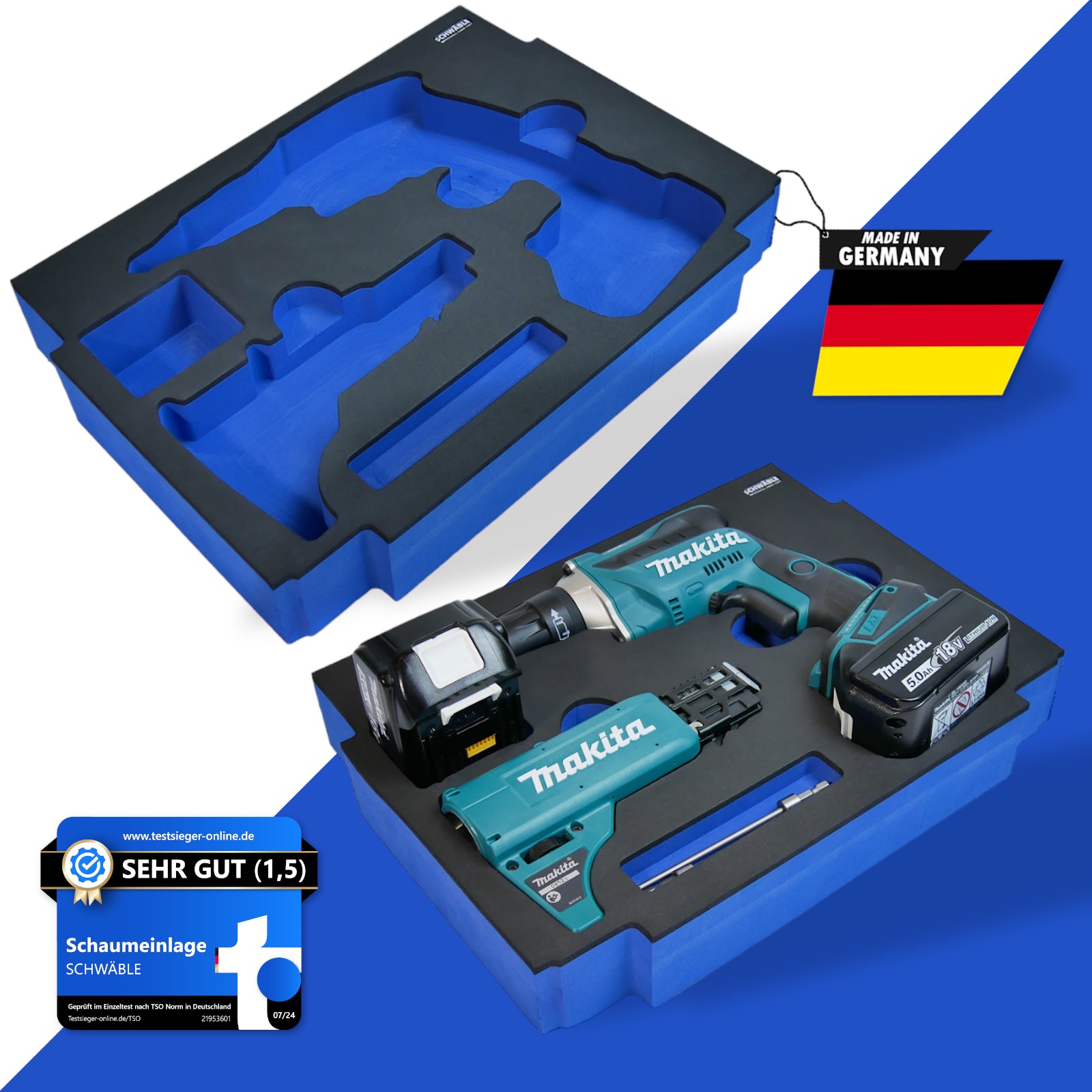 SCHWÄBLE® Schaumeinlage Schaumstoffeinlage für Makita Schnellbauschrauber DFS452