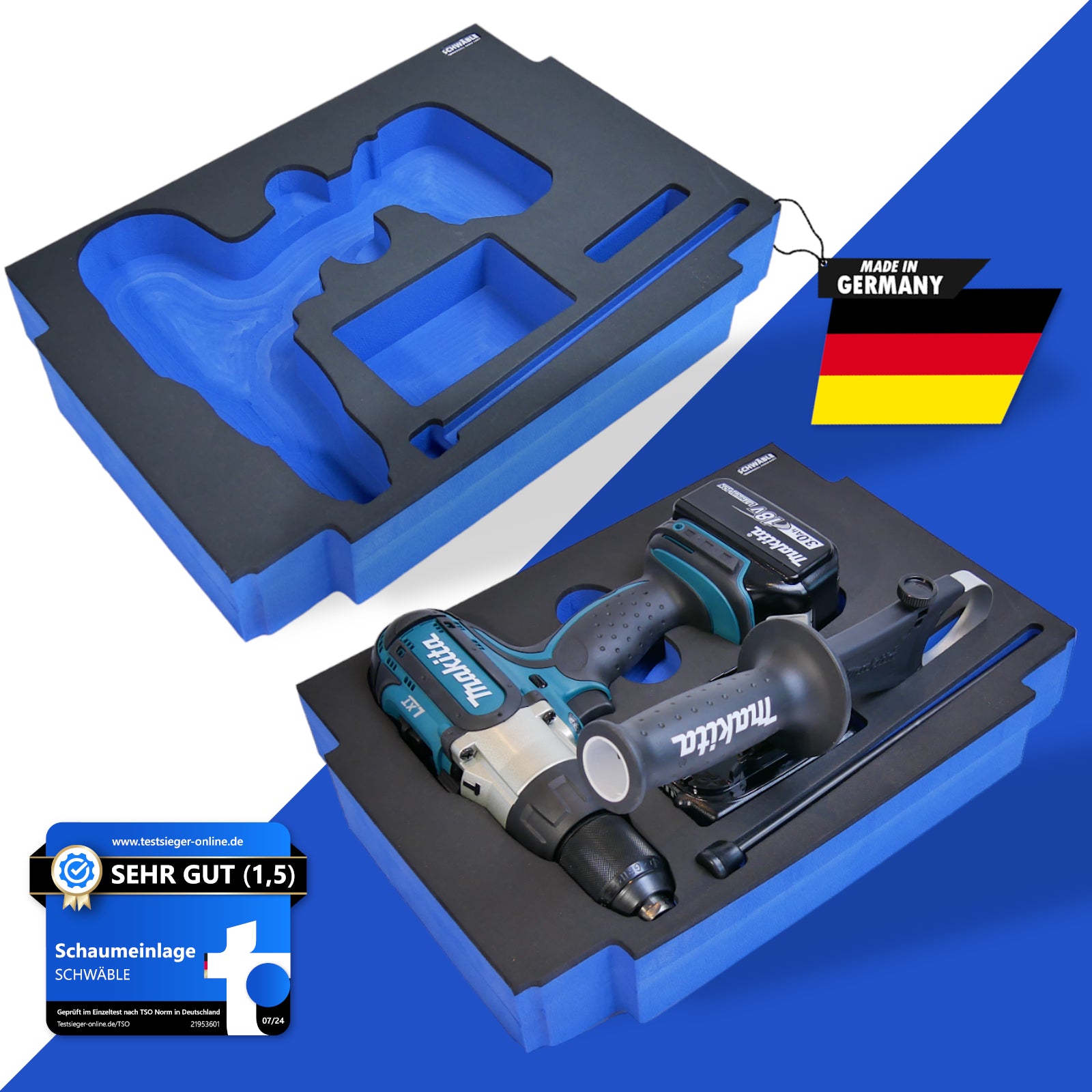 SCHWÄBLE® Schaumeinlage Schaumstoffeinlage für Makita Schlagbohrschrauber DHP451