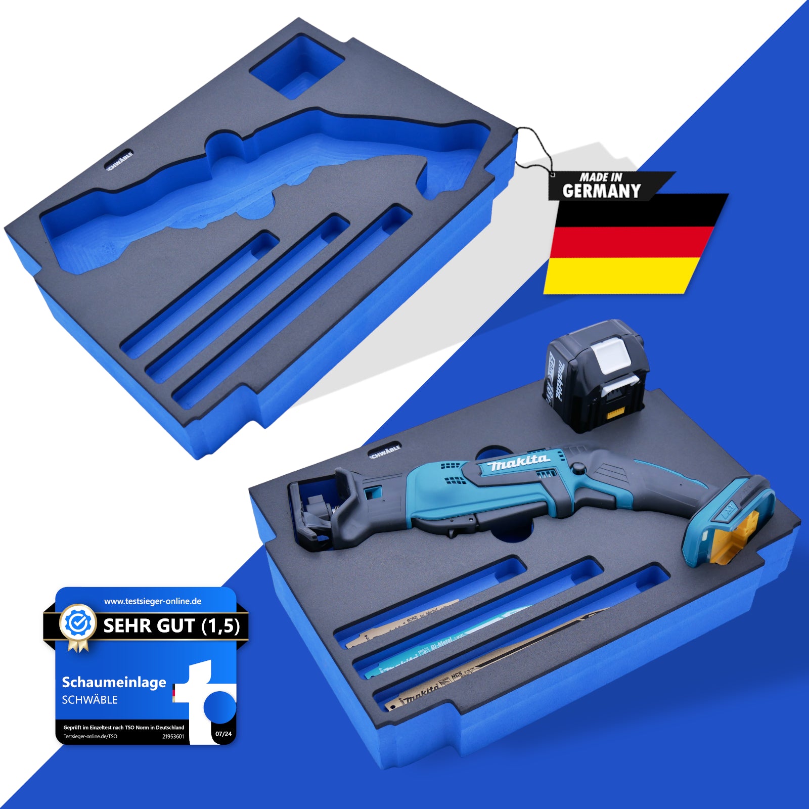 SCHWÄBLE® Schaumeinlage Schaumstoffeinlage für Makita Akku-Säbelsäge DJR183