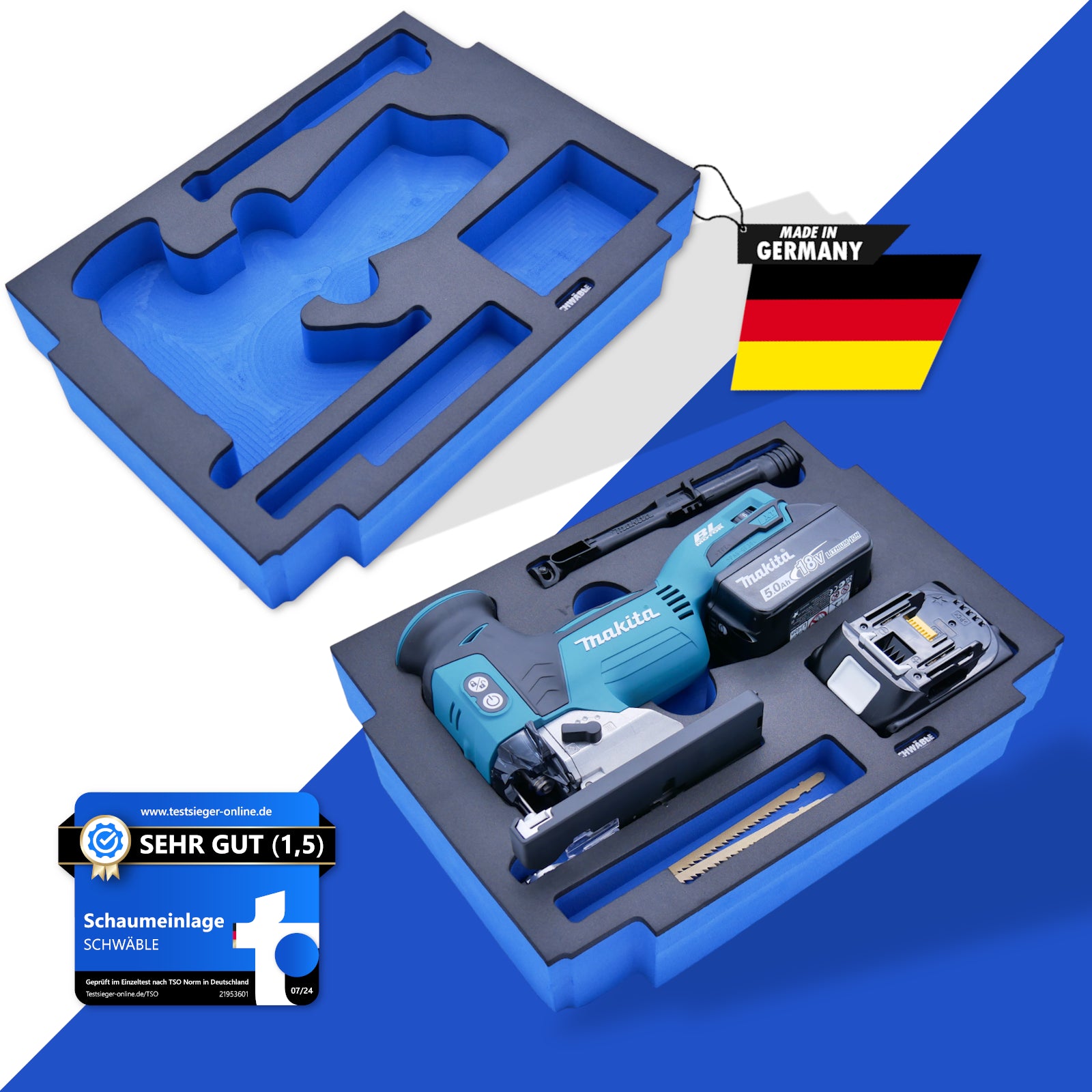 SCHWÄBLE® Schaumeinlage Schaumstoffeinlage für Makita Akku-Stichsäge DJV181