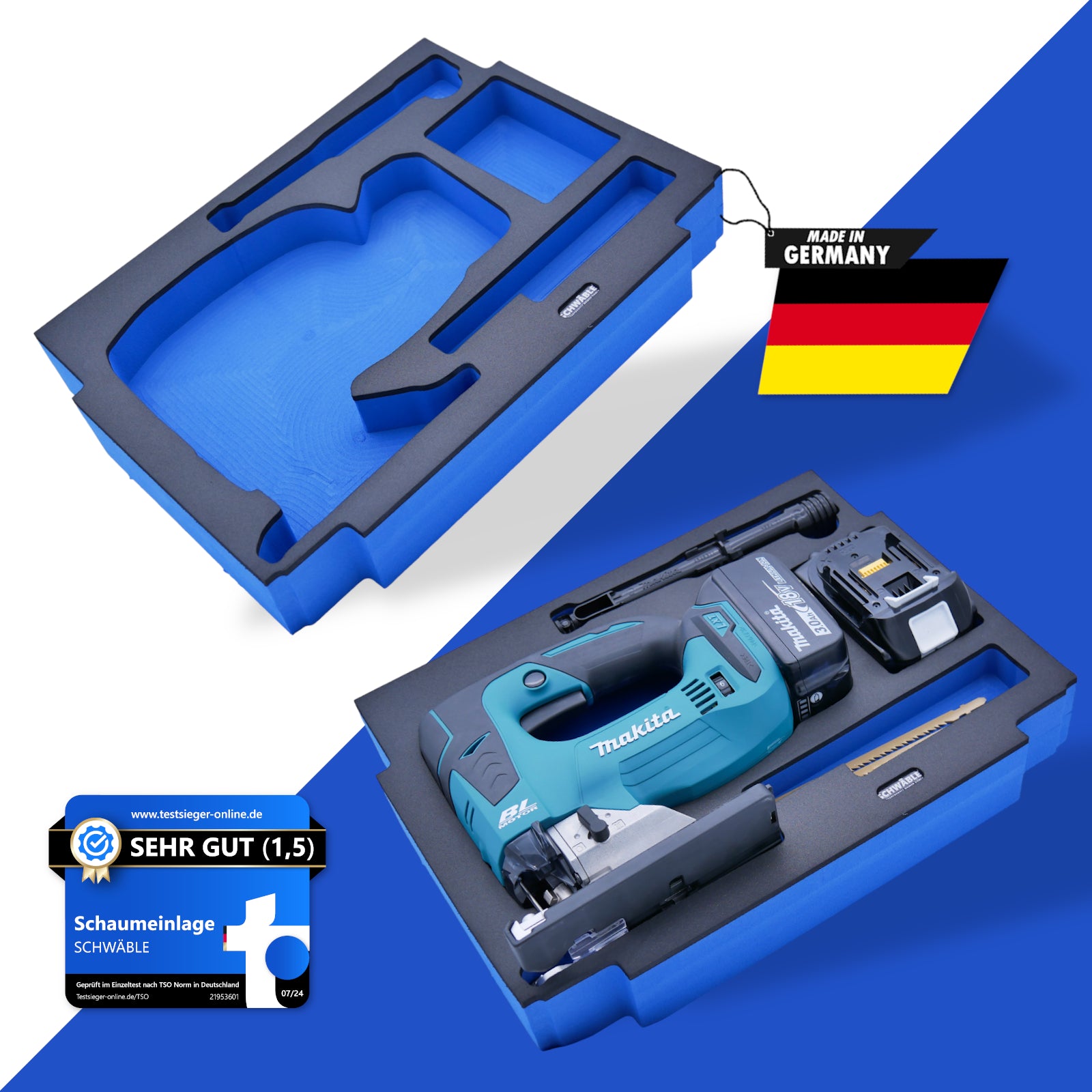 SCHWÄBLE® Schaumeinlage Schaumstoffeinlage für Makita Akku-Stichsäge DJV182