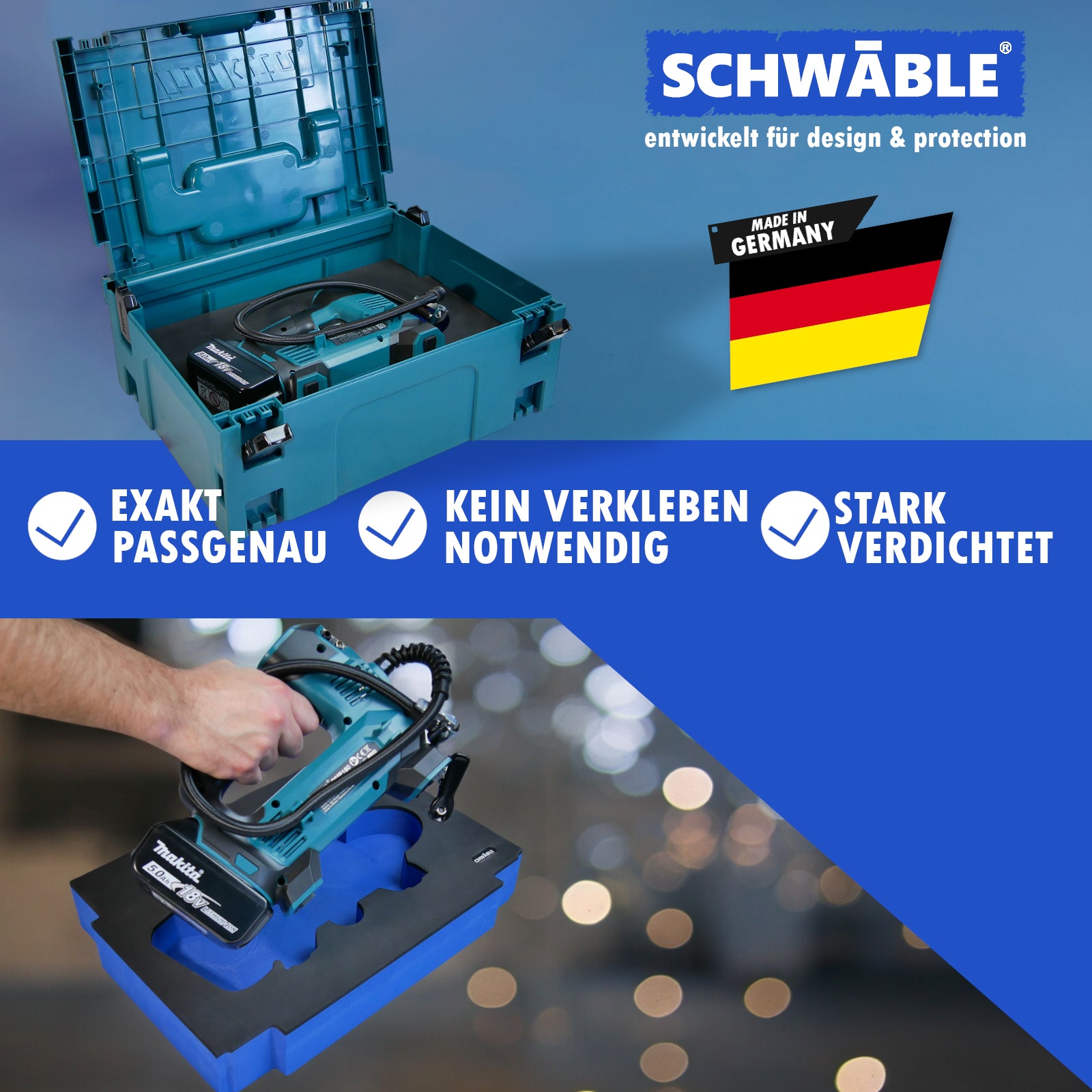 SCHWÄBLE® Schaumeinlage Schaumstoffeinlage für Makita Kompressor DMP180