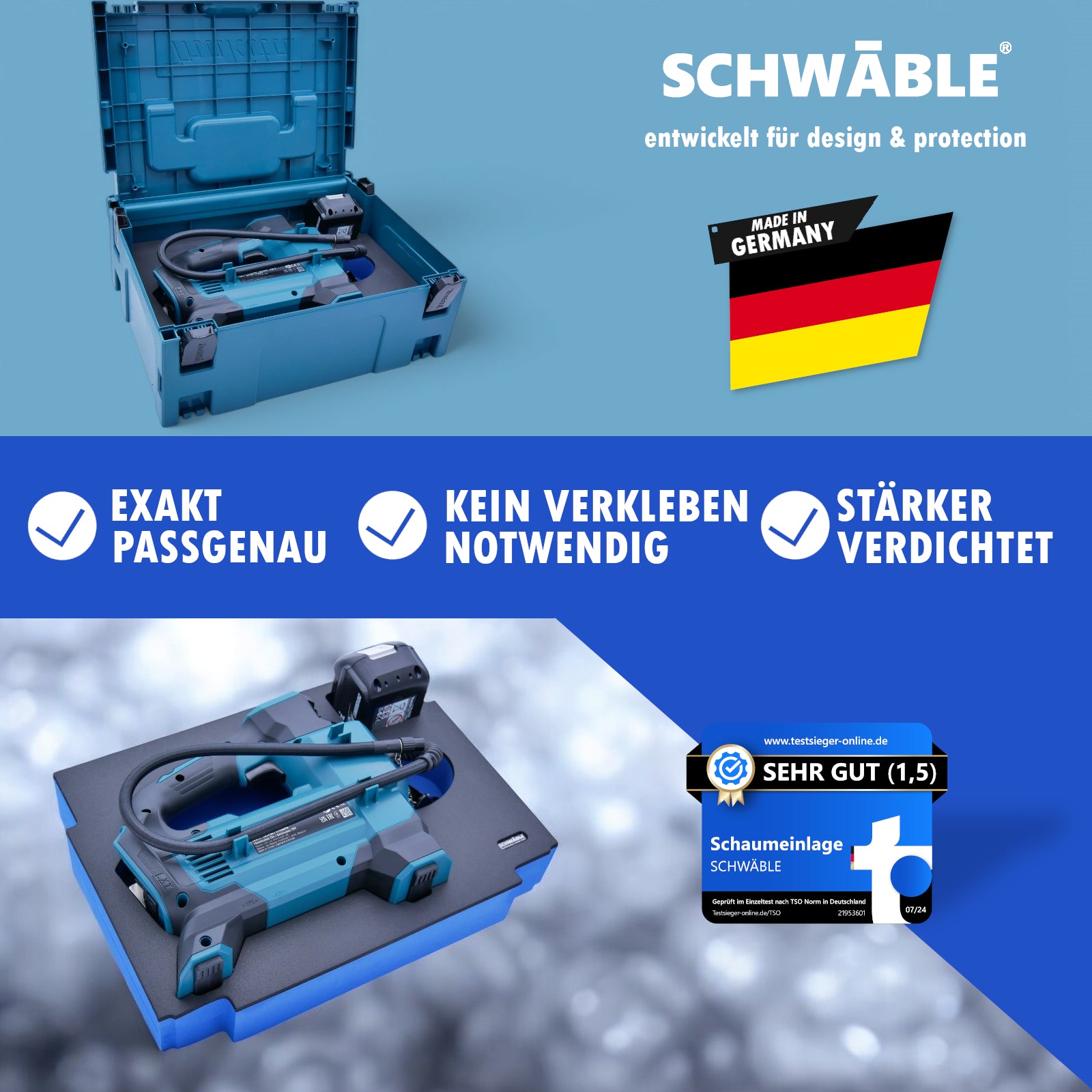 SCHWÄBLE foam insert for Makita cordless compressor DMP181