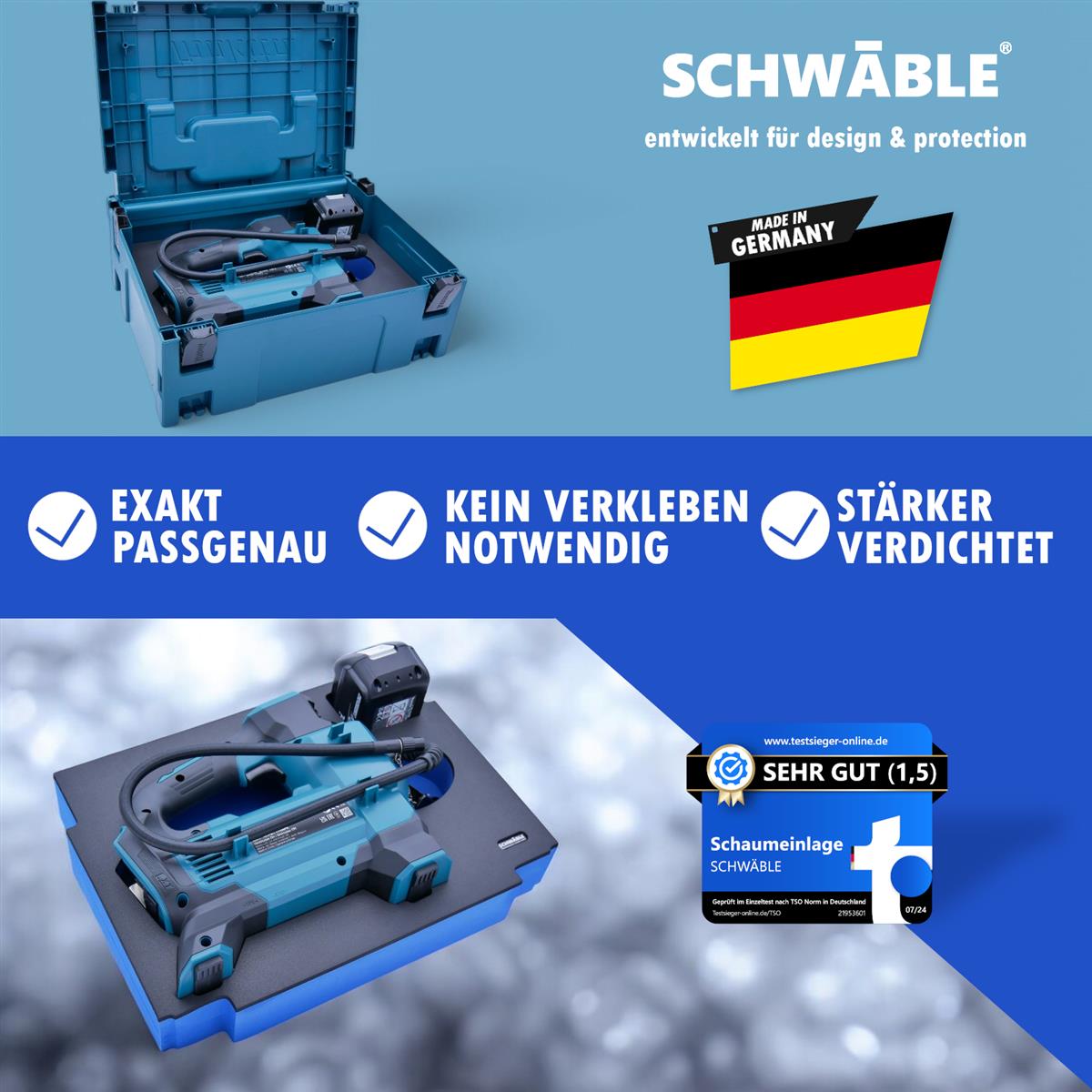 SCHWÄBLE Schaumeinlage Schaumstoffeinlage f. Makita Akku-Kompressor DMP181