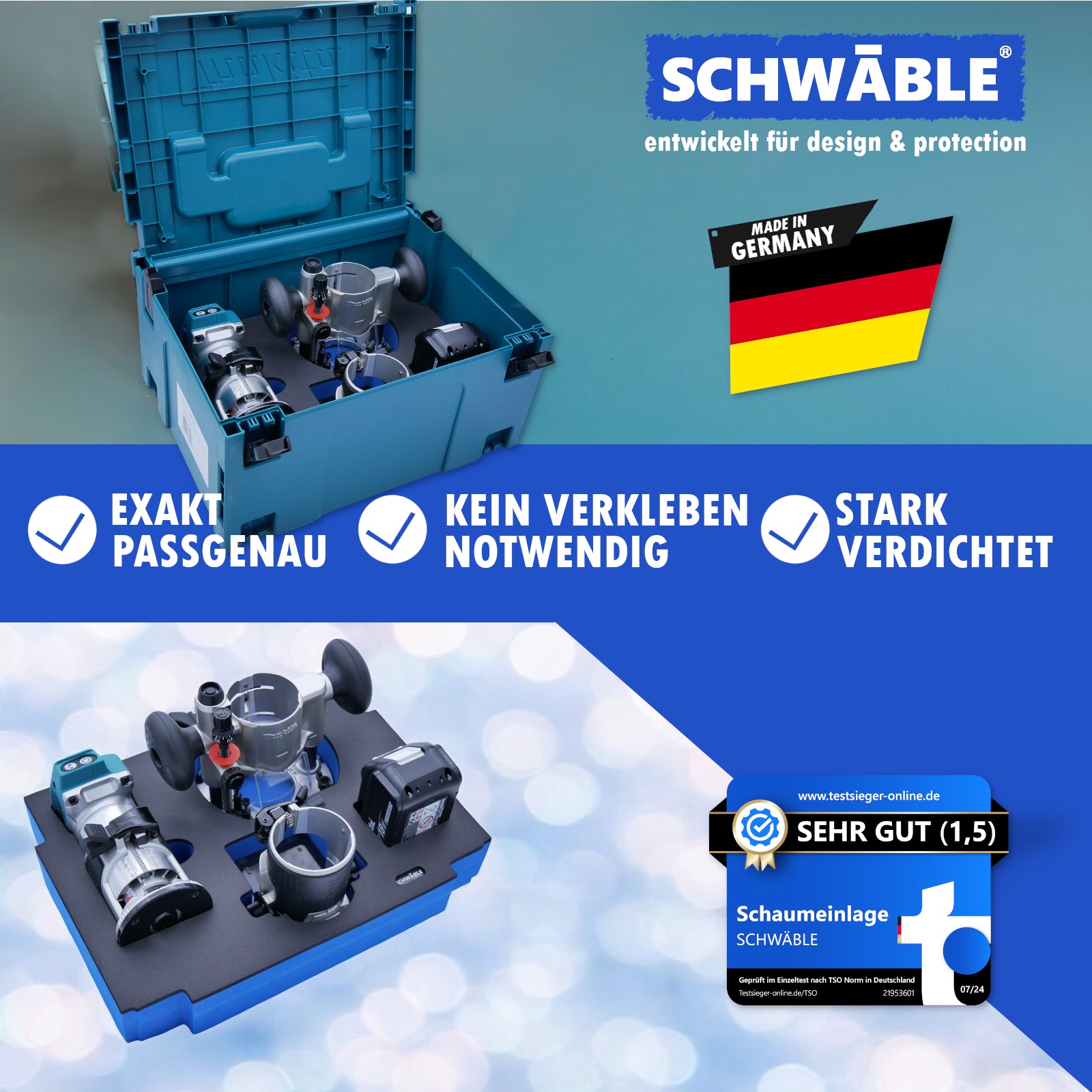 SCHWÄBLE® Schaumeinlage Schaumstoffeinlage für Makita Akku-Multifräse DRT50