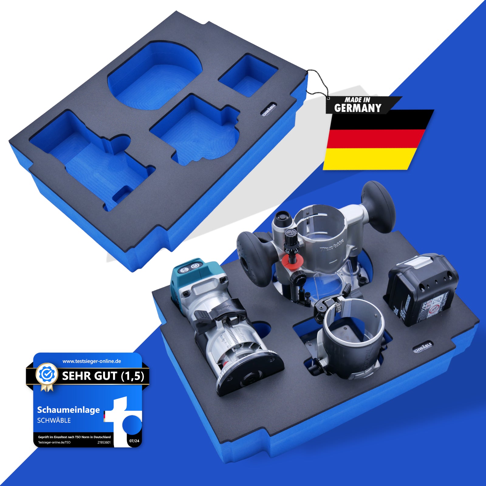 SCHWÄBLE® Schaumeinlage Schaumstoffeinlage für Makita Akku-Multifräse DRT50