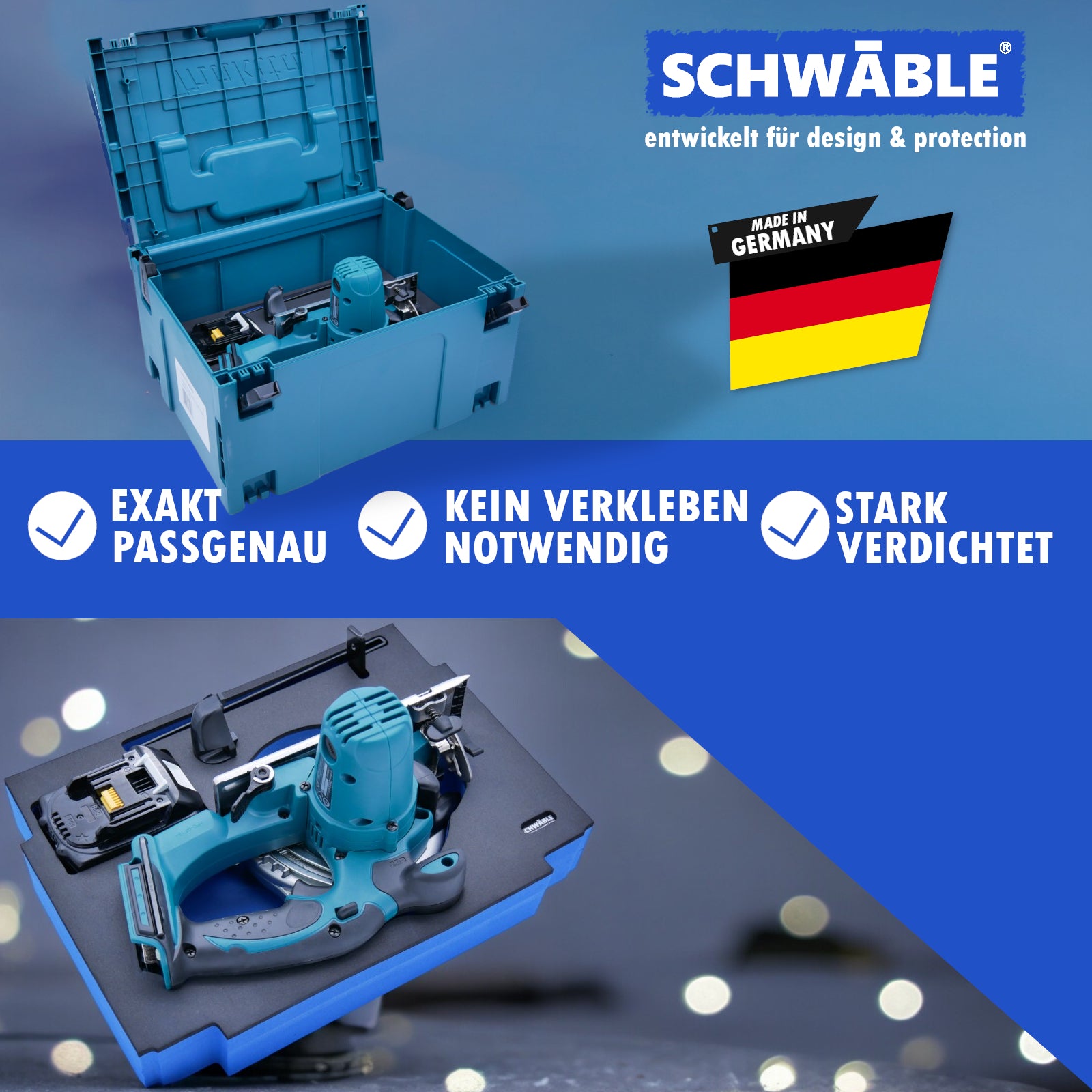 SCHWÄBLE® Schaumeinlage Schaumstoffeinlage für Makita Akku-Handkreissäge DSS501