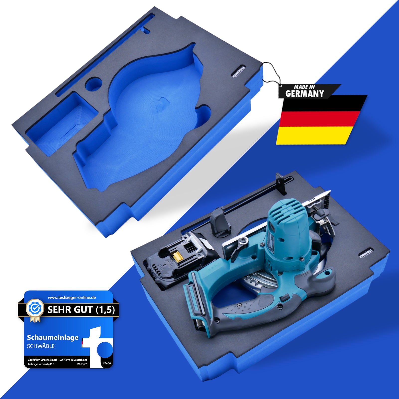 SCHWÄBLE® Schaumeinlage Schaumstoffeinlage für Makita Akku-Handkreissäge DSS501