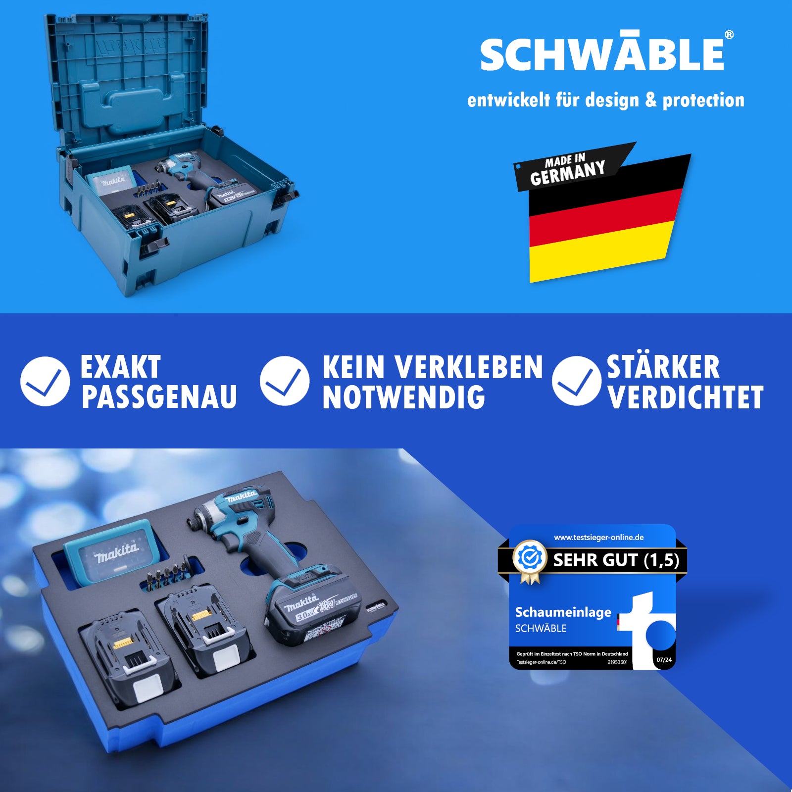 SCHWÄBLE Schaumeinlage Schaumstoffeinlage f. Makita Akku-Schlagschrauber DTD173