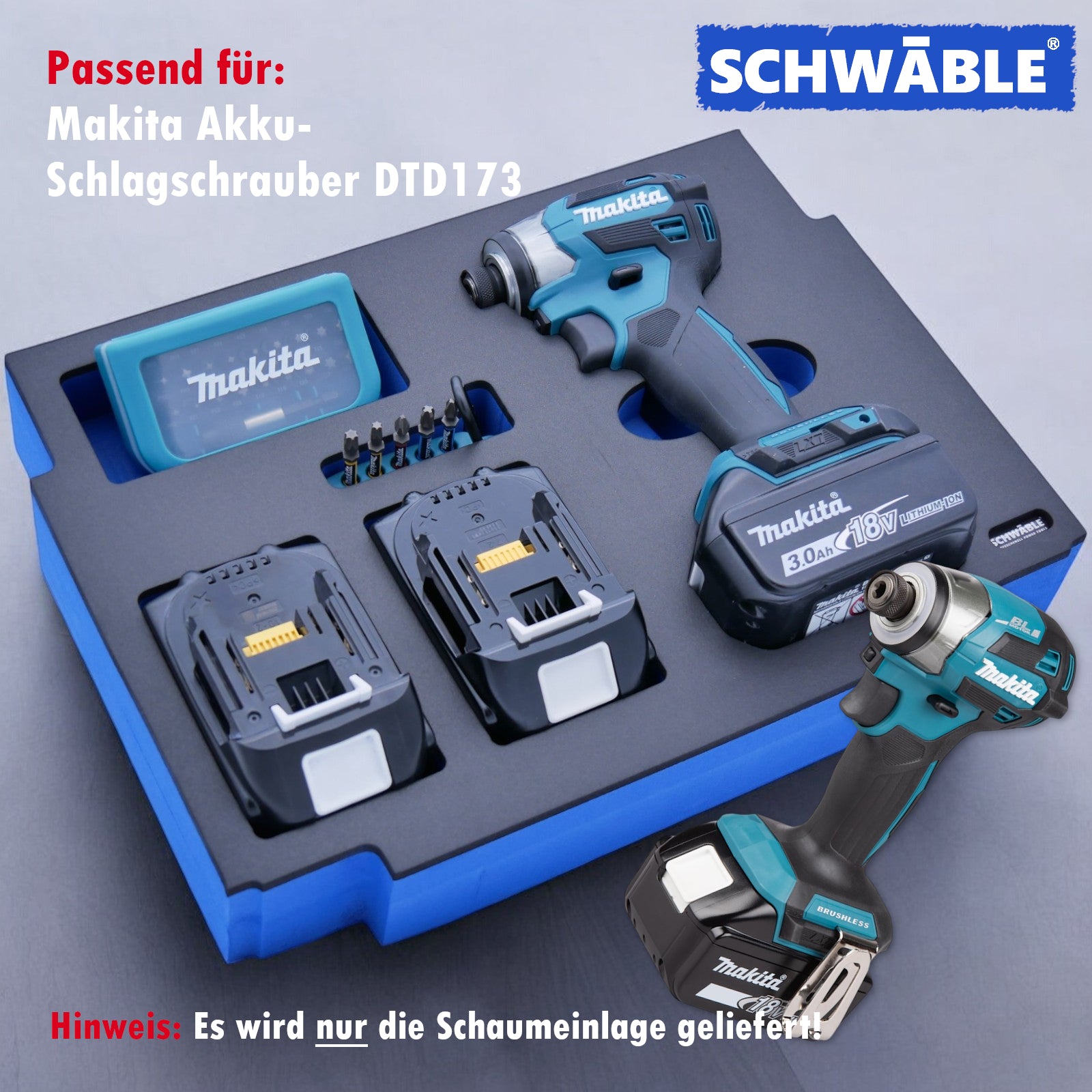 SCHWÄBLE Schaumeinlage Schaumstoffeinlage f. Makita Akku-Schlagschrauber DTD173