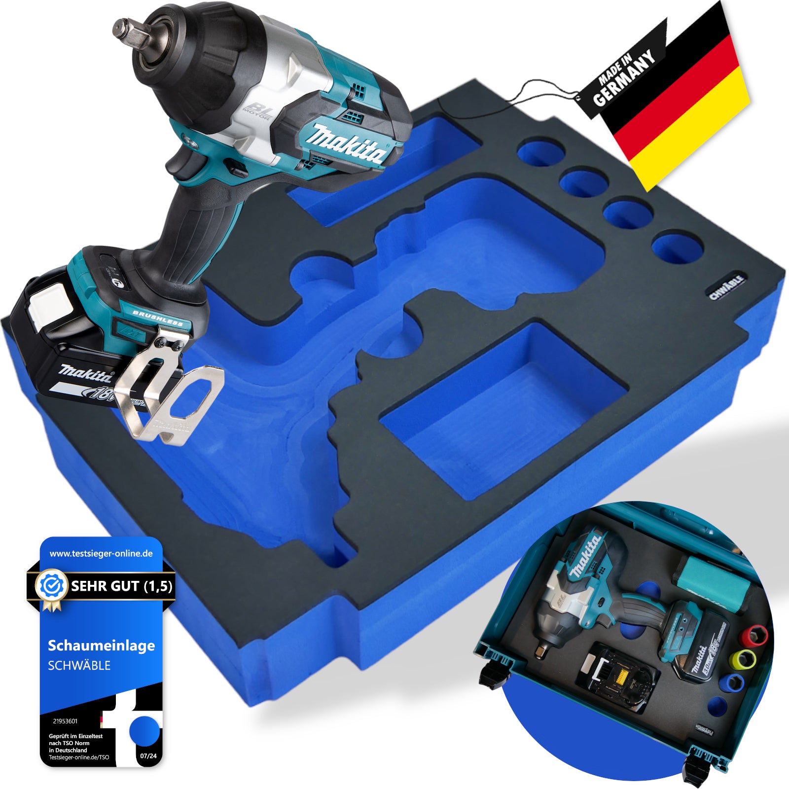 Makita Akku-Schlagschrauber 18V DTW1002SZ 1200Nm + Schwäble Schaumstoffeinlage