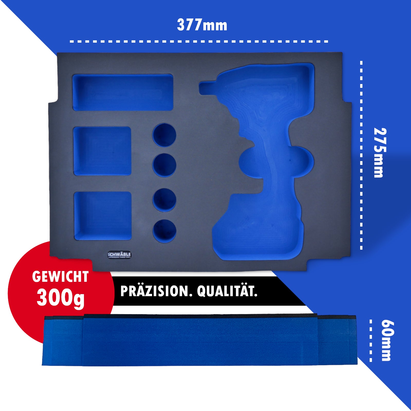 SCHWÄBLE® Schaumeinlage Schaumstoffeinlage für Makita Schlagschrauber DTW300 301