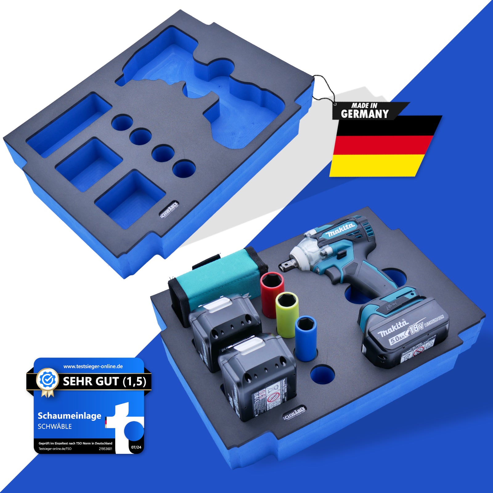 SCHWÄBLE® Schaumeinlage Schaumstoffeinlage für Makita Schlagschrauber DTW300 301