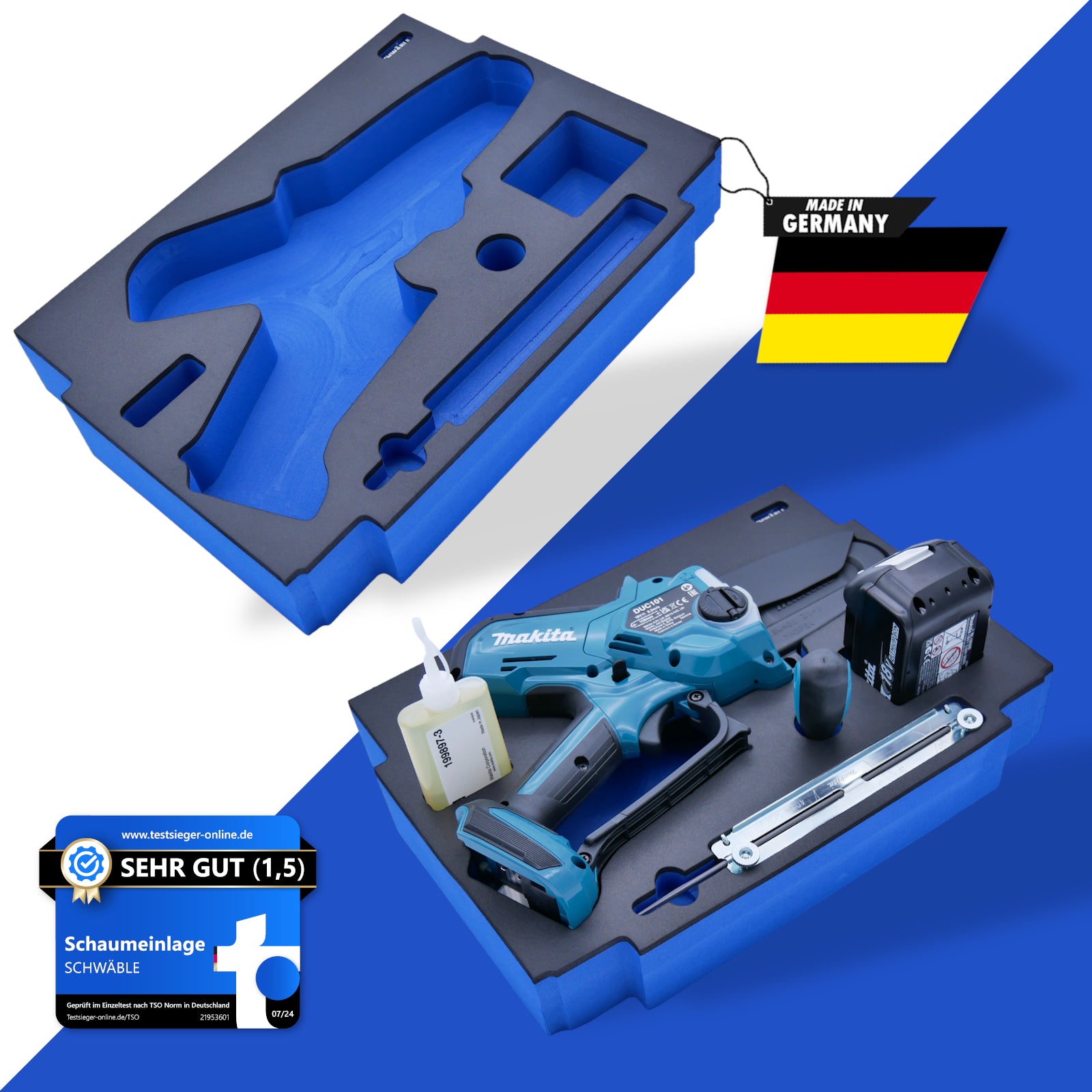 SCHWÄBLE® Schaumeinlage Schaumstoffeinlage für Makita Akku Kettensäge DUC101